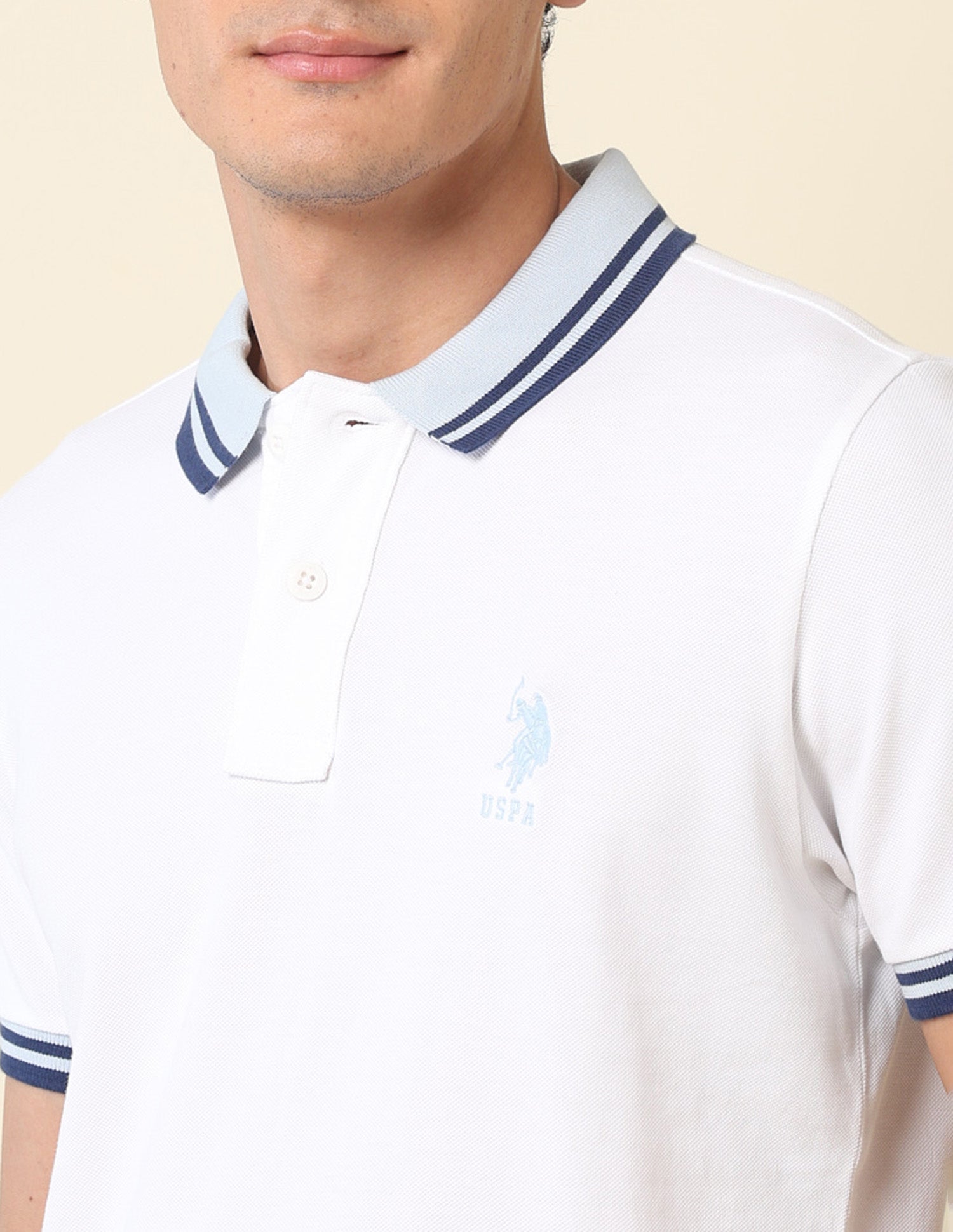 Pure Cotton Slim Fit Classic Polo Shirt White - U.S. Polo Assn. India | Large