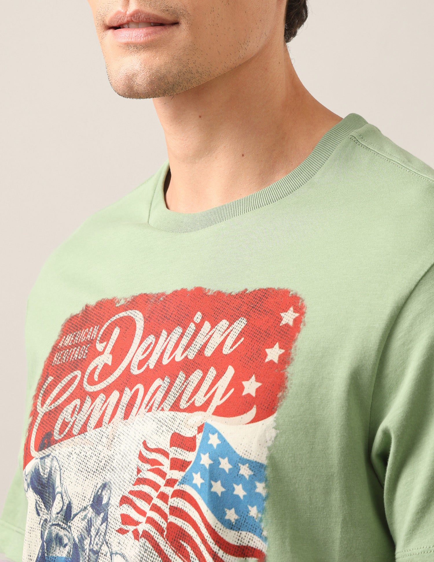 Graphic Brand Printed Regular Fit T-Shirt Light Green - U.S. Polo Assn. India | Large