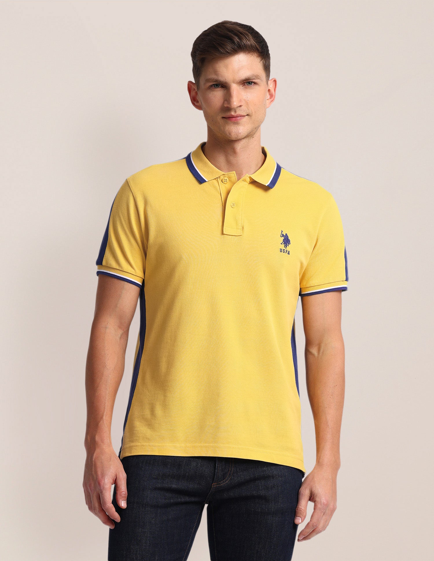 Colour Blocked Slim Fit Polo Shirt Yellow - U.S. POLO ASSN. | Large