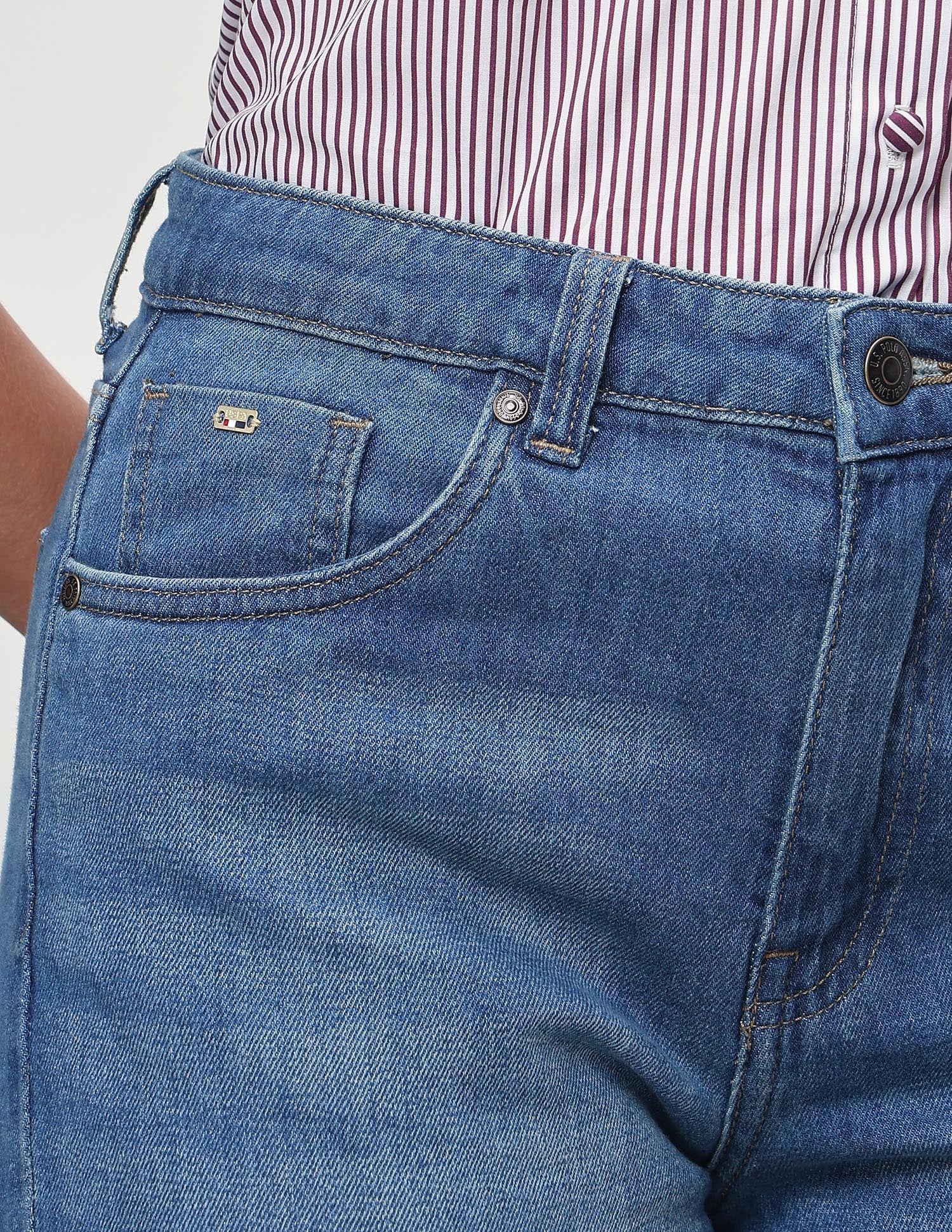 High Rise Flared Fit Jeans Blue - U.S. Polo Assn. India | Large