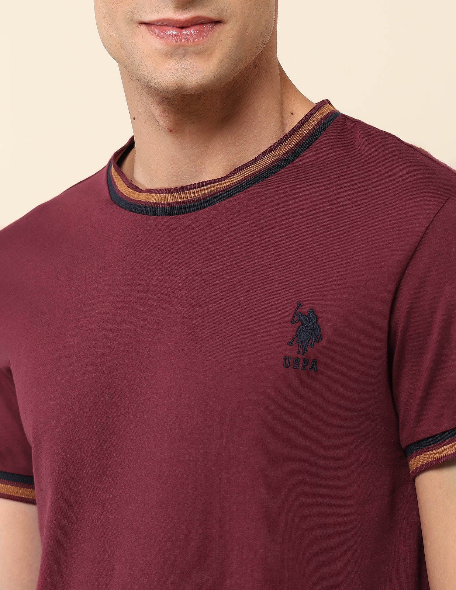 Solid Slim Fit T- Shirt Maroon - U.S. Polo Assn. India | Large