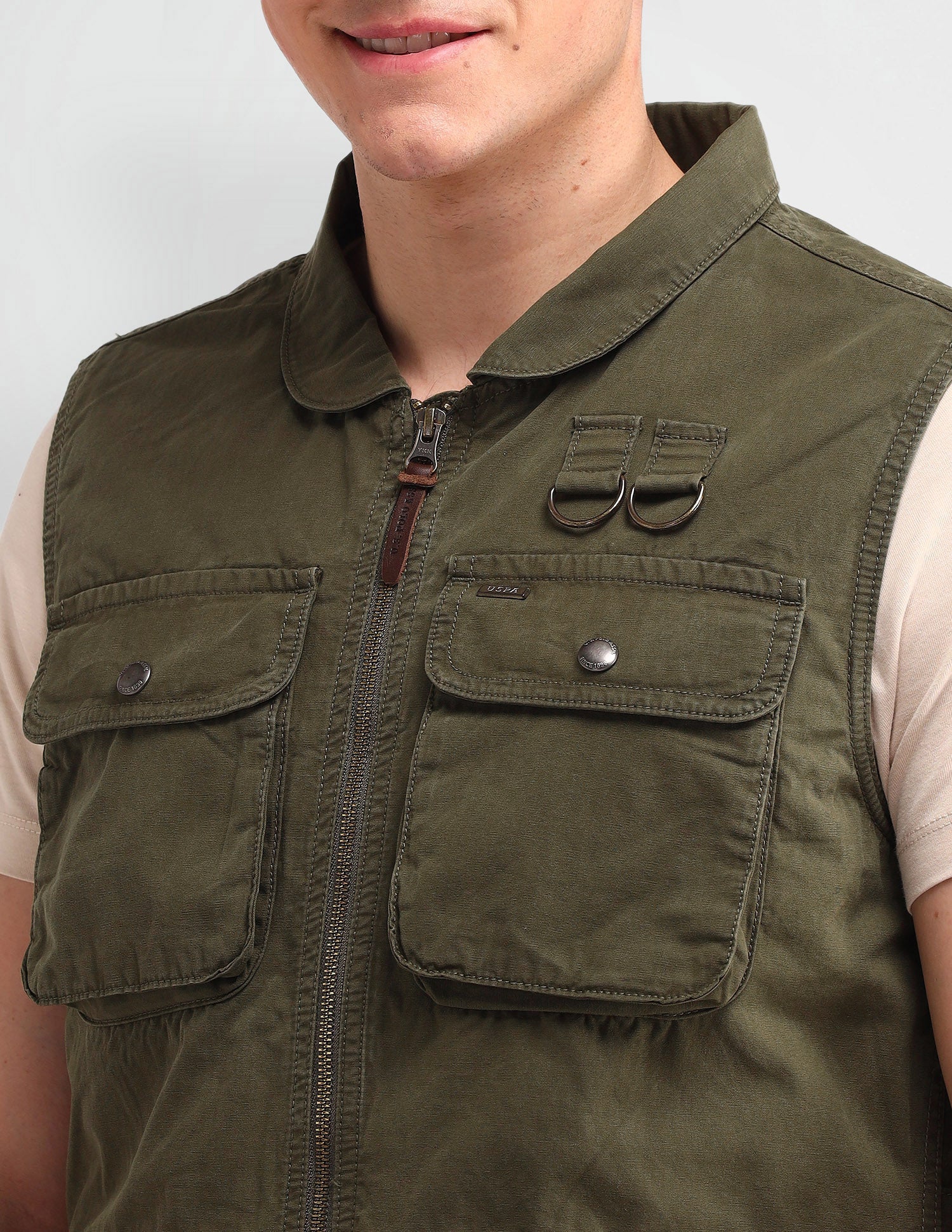 Solid Regular Fit Jacket Olive - U.S. POLO ASSN. | Large