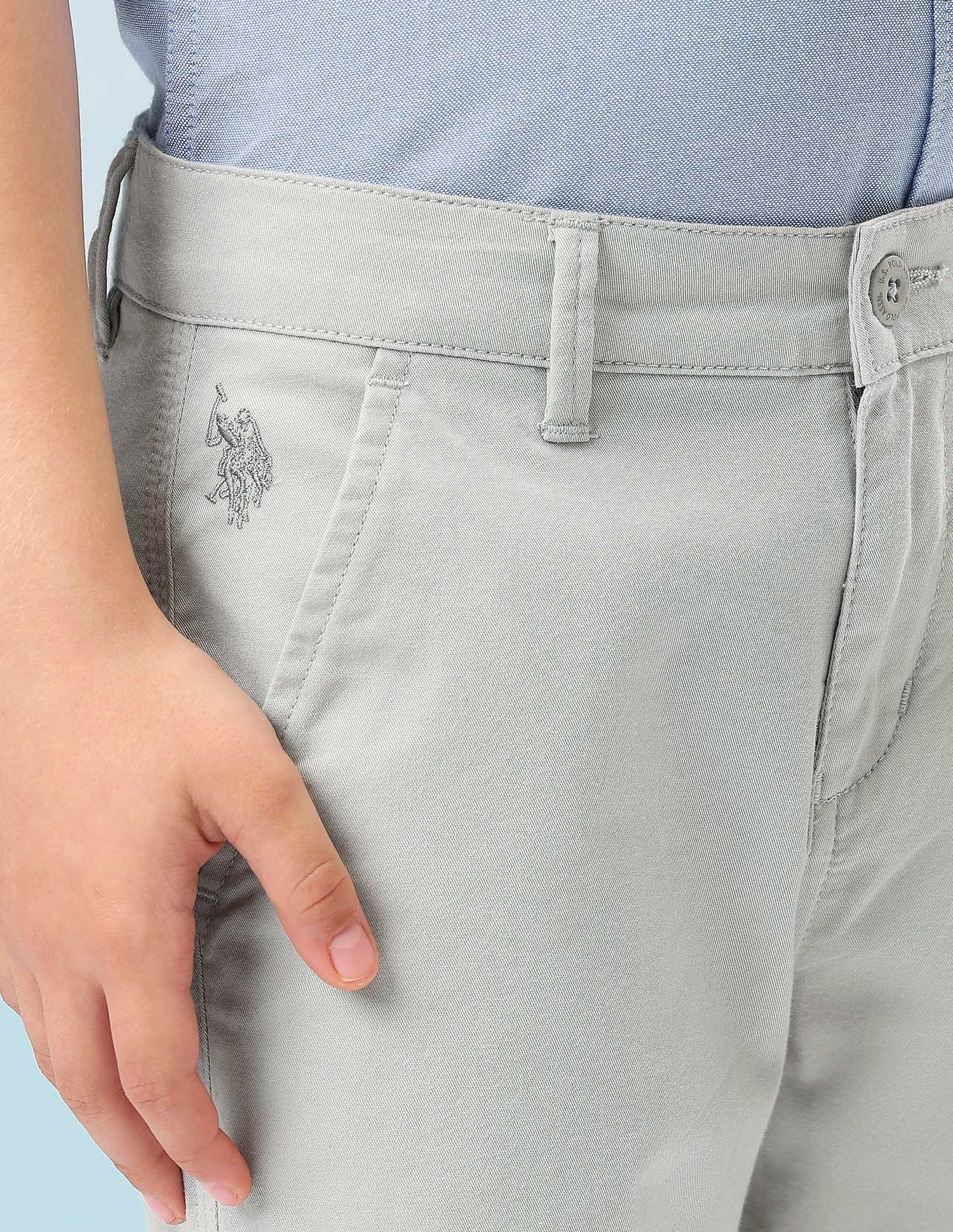 Mid Rise Twill Trousers Light Grey - U.S. Polo Assn. India | Large