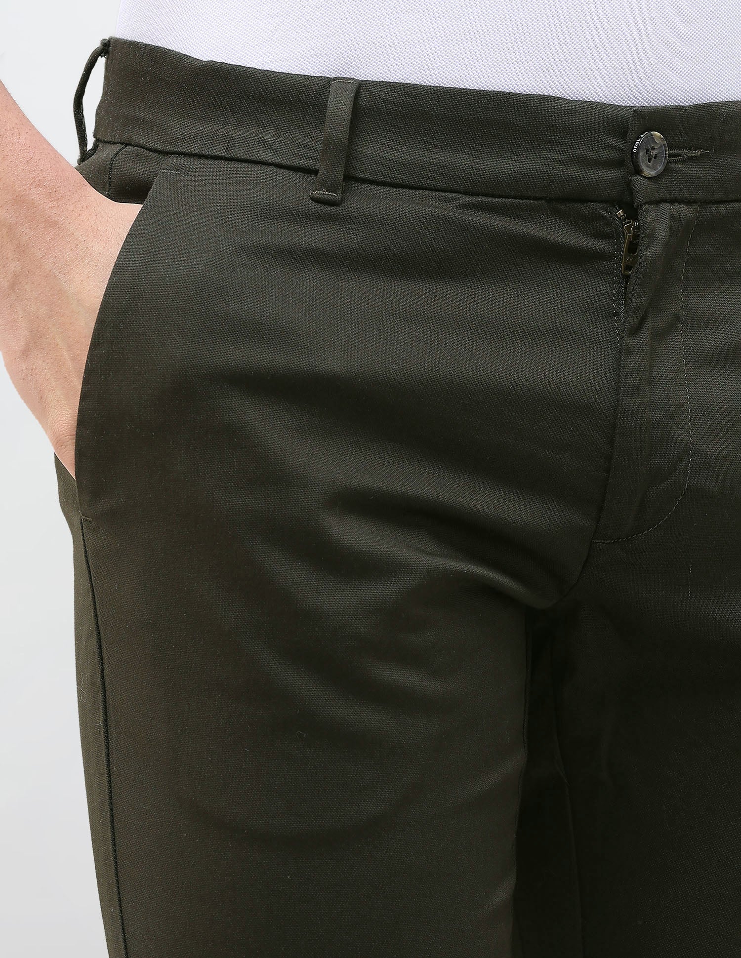 Austin Slim Fit Dobby Trousers Dark Olive - U.S. Polo Assn. India | Large