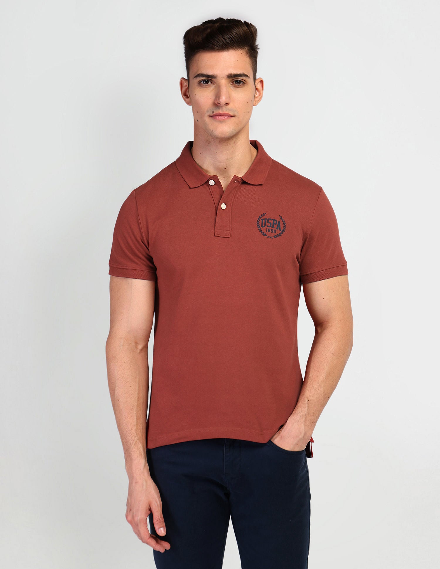 Brand Print Polo Shirt Red - U.S. Polo Assn. India | Large