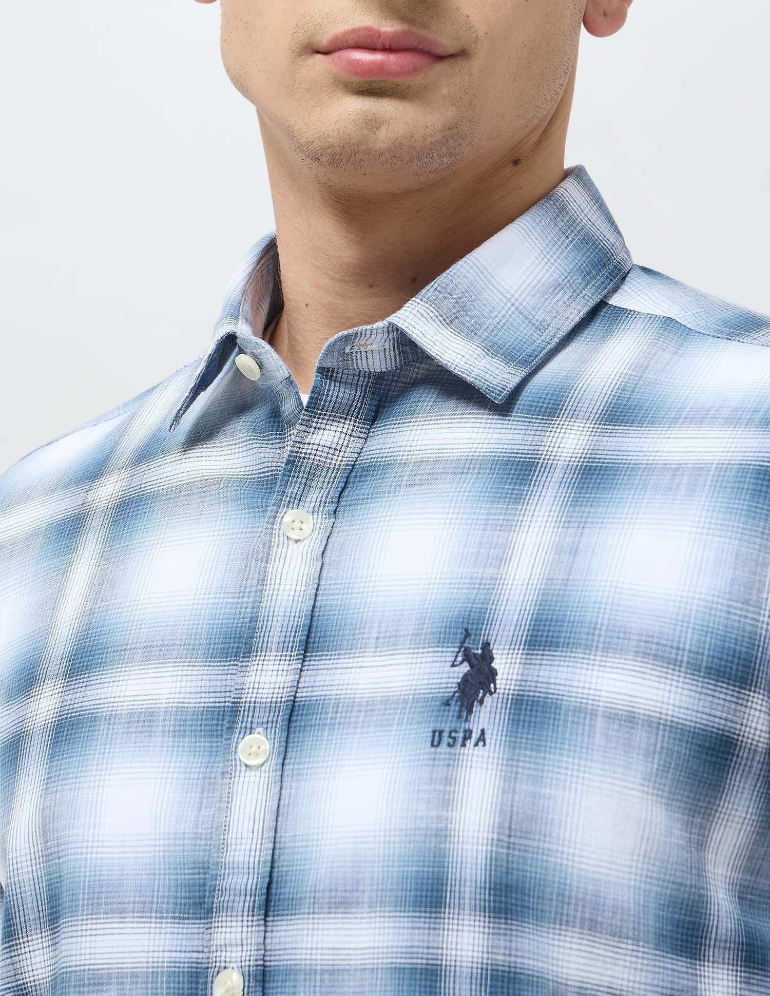 Regular Fit Tartan Checked Shirt Dark Blue - U.S. POLO ASSN. | Large