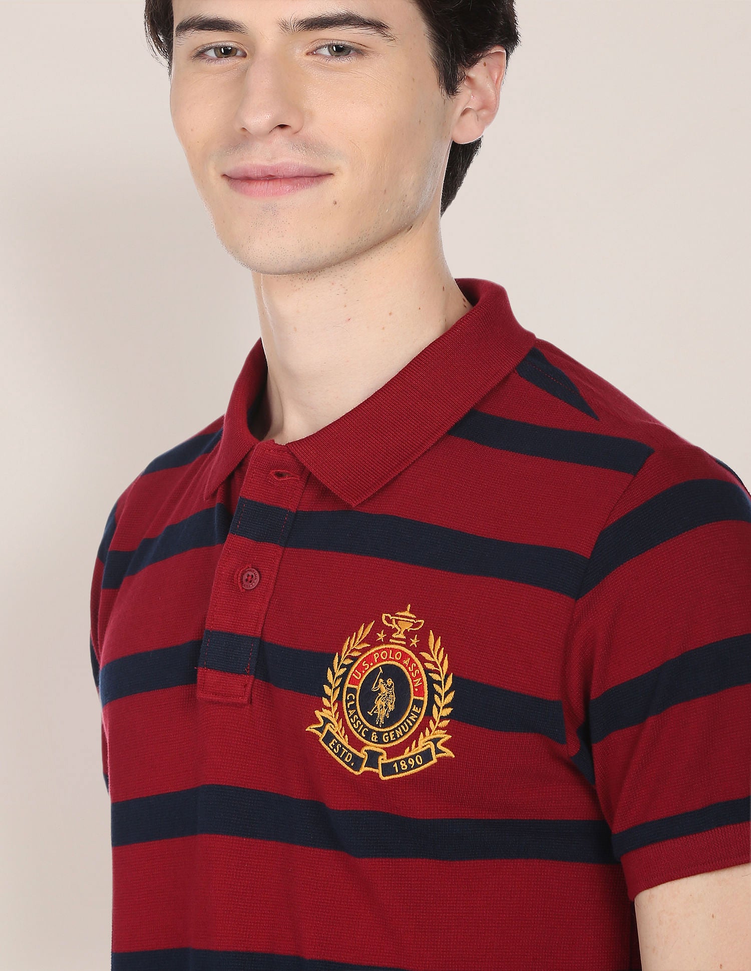 Signature Stripe Crest Polo Shirt Maroon - U.S. Polo Assn. India | Large