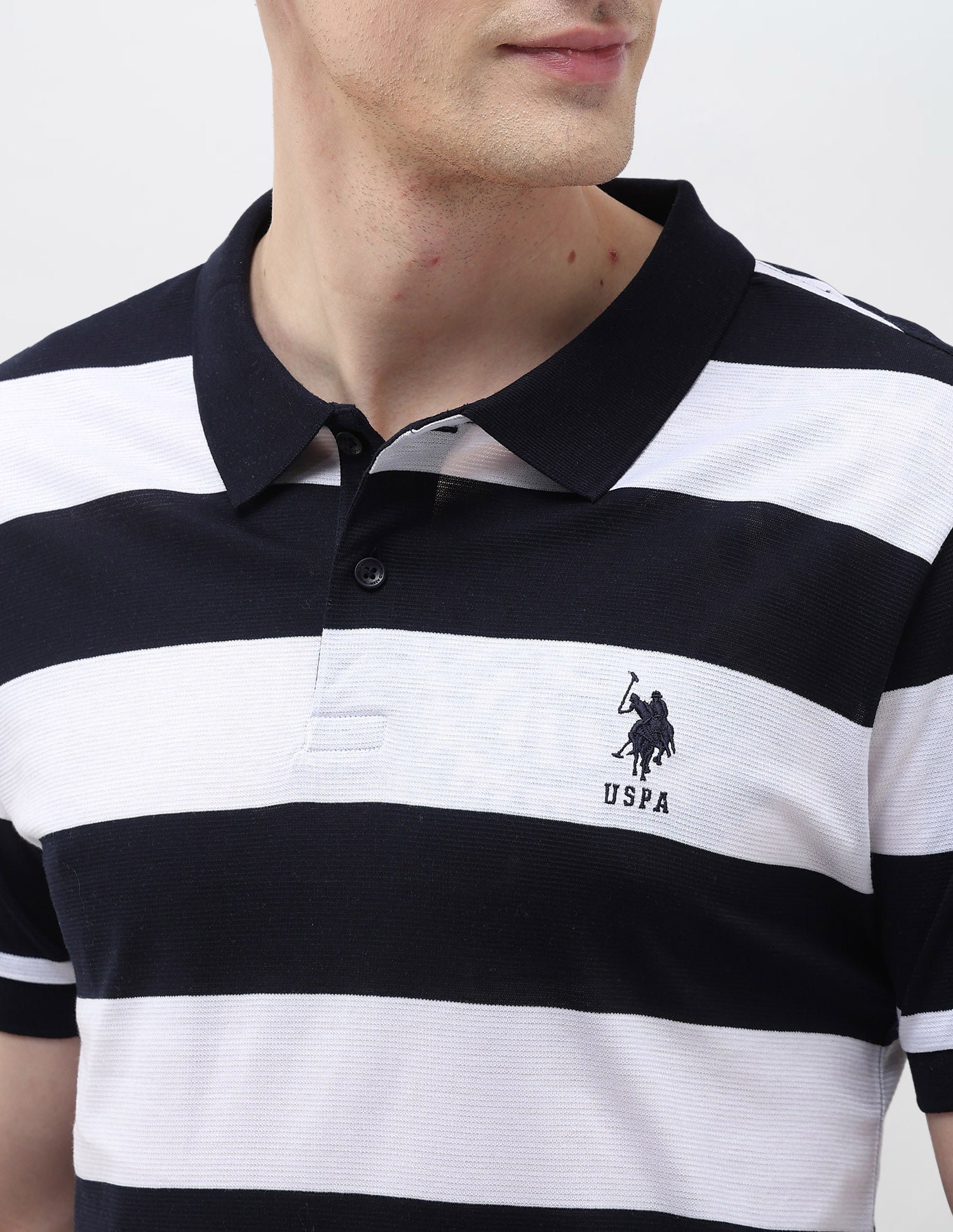 Horizontal Striped Slim Fit Polo Shirt Navy - U.S. POLO ASSN. | Large
