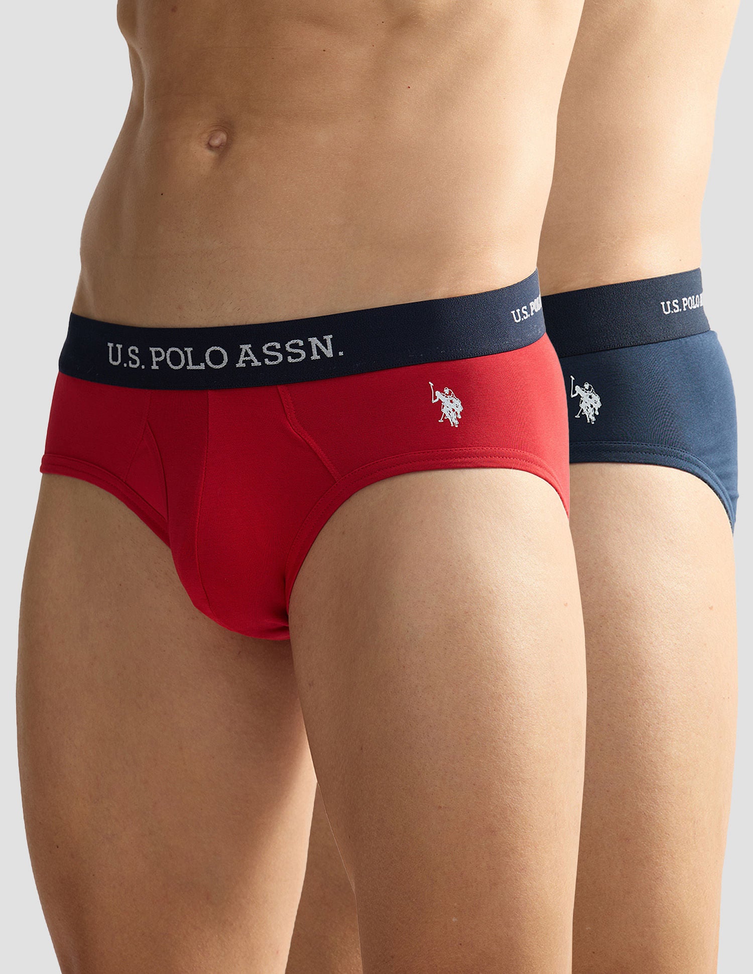 Elasticized Waist OEB11 Briefs - Pack Of 2 Red and Navy - U.S. POLO ASSN. | Large