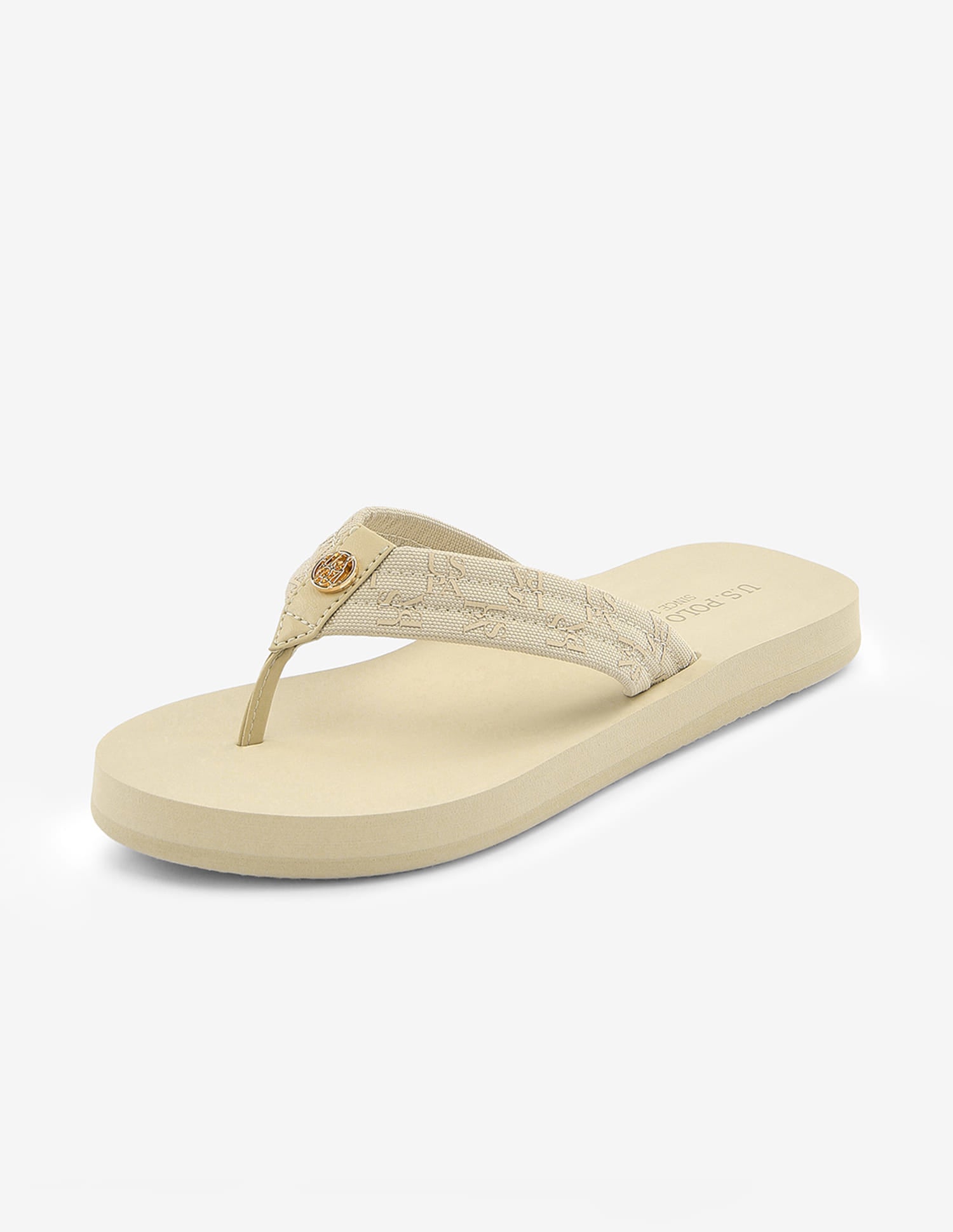 Brand Printed Rin Flip Flops Cream - U.S. Polo Assn. India | Large