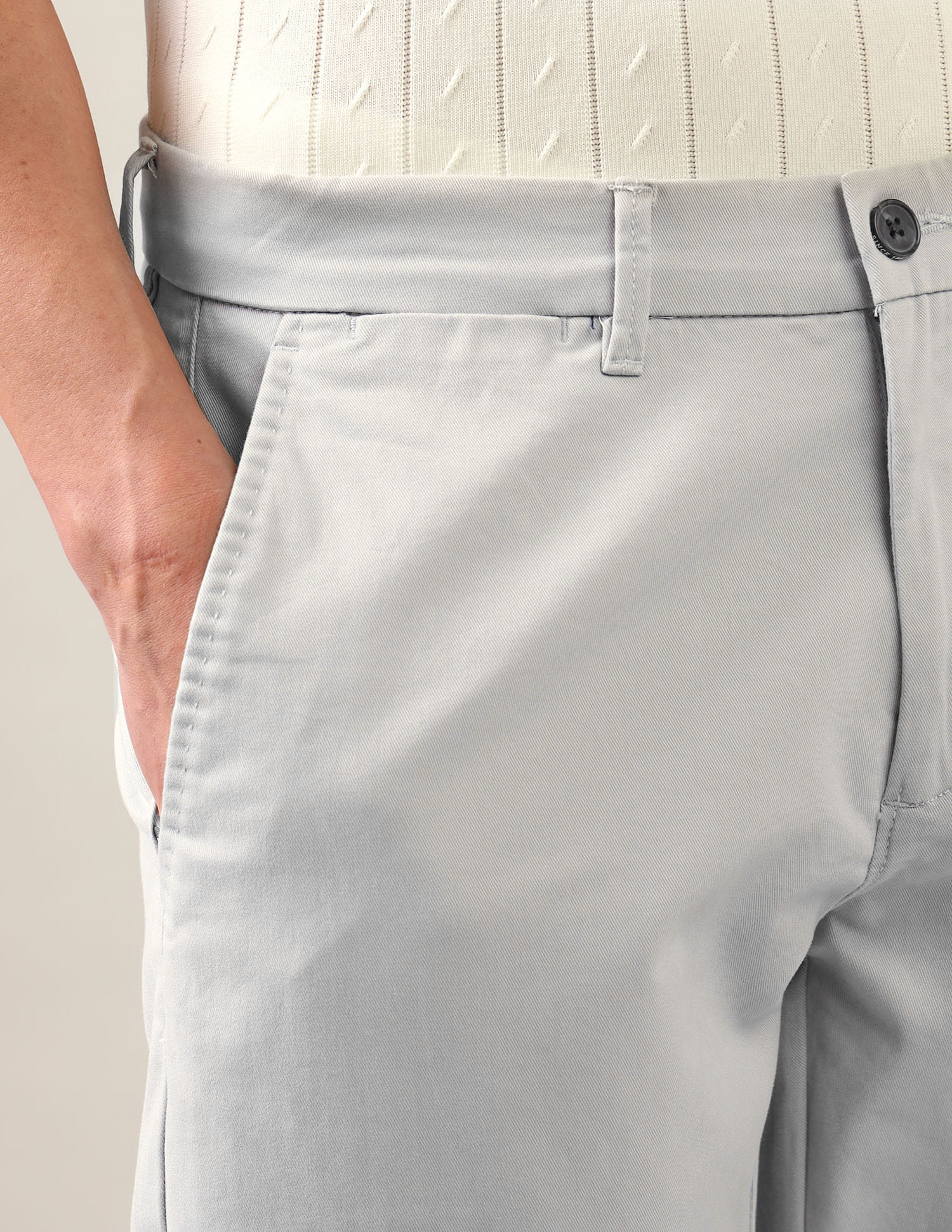 Riley Straight Fit Twill Trousers Grey - U.S. Polo Assn. India | Large