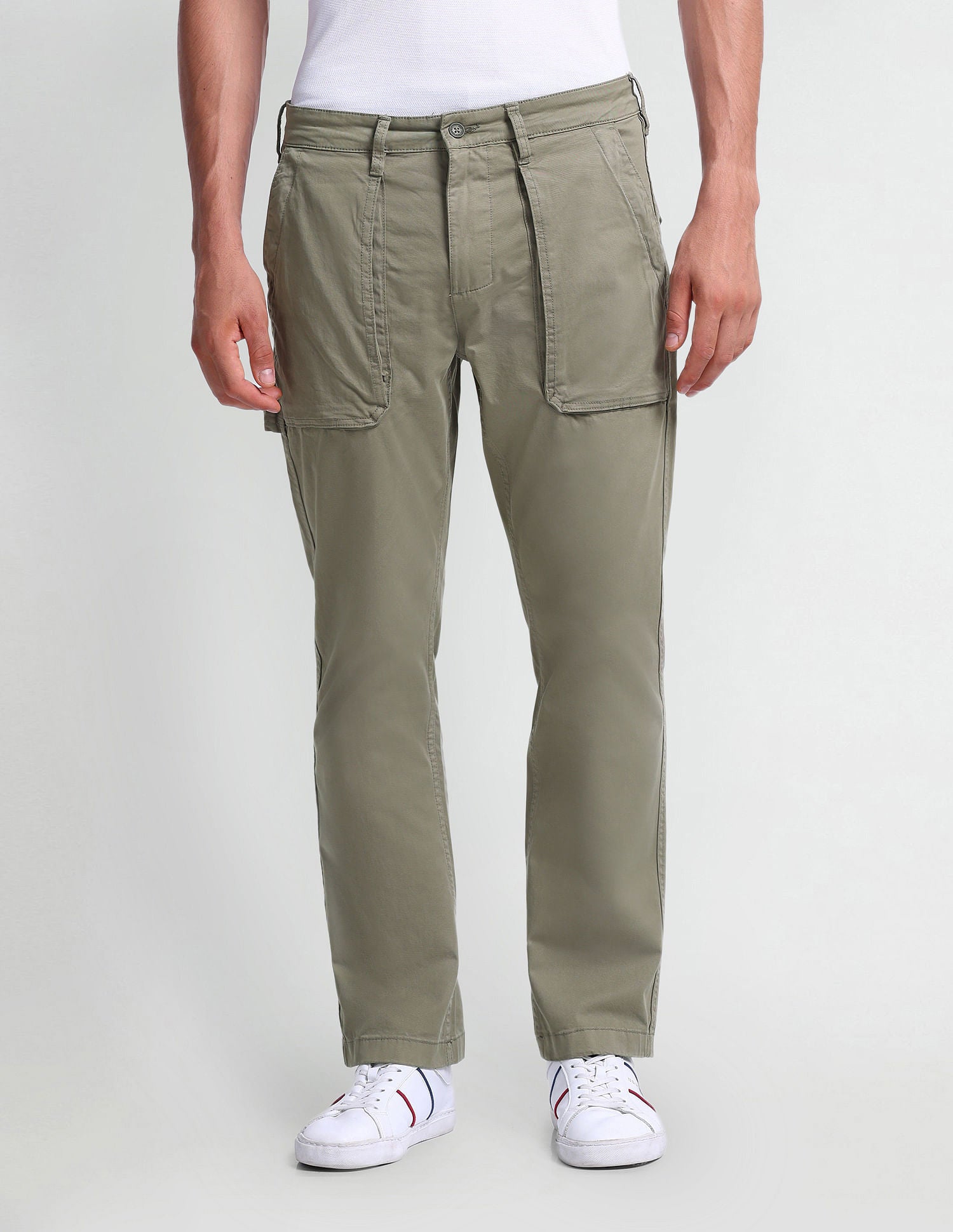 Slim Tapered Twill Trousers Olive - U.S. Polo Assn. India | Large