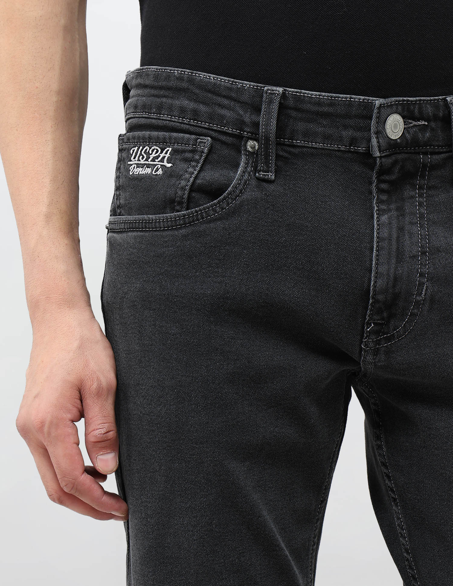 Brandon Slim Tapered Fit Mid Rise Jeans Mid Grey - U.S. POLO ASSN. | Large