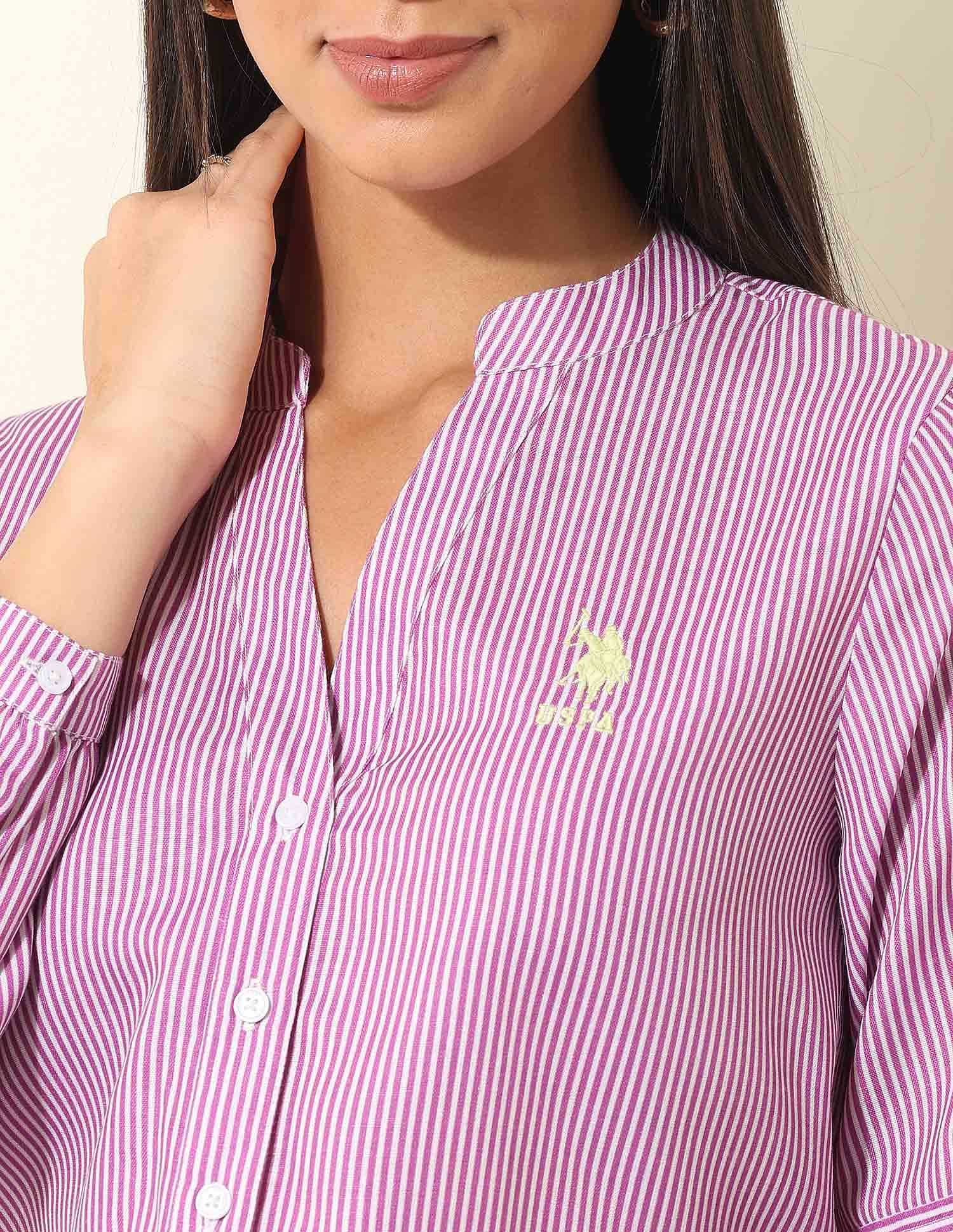 Vertical Striped Shirt Mauve - U.S. POLO ASSN. | Large