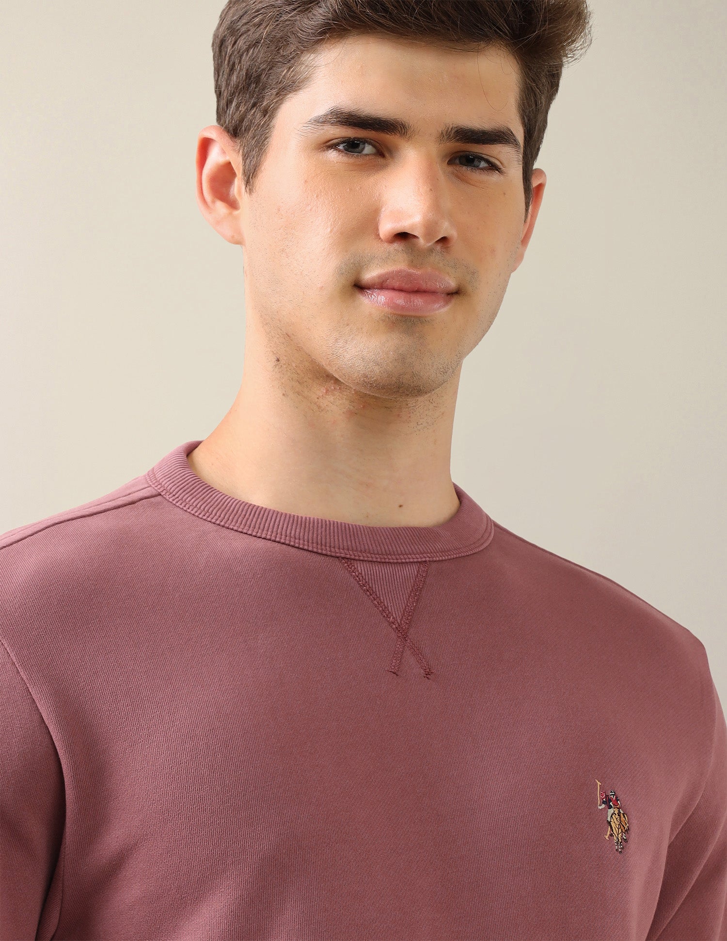 Solid Regular Fit Sweatshirt Peach - U.S. Polo Assn. India | Large