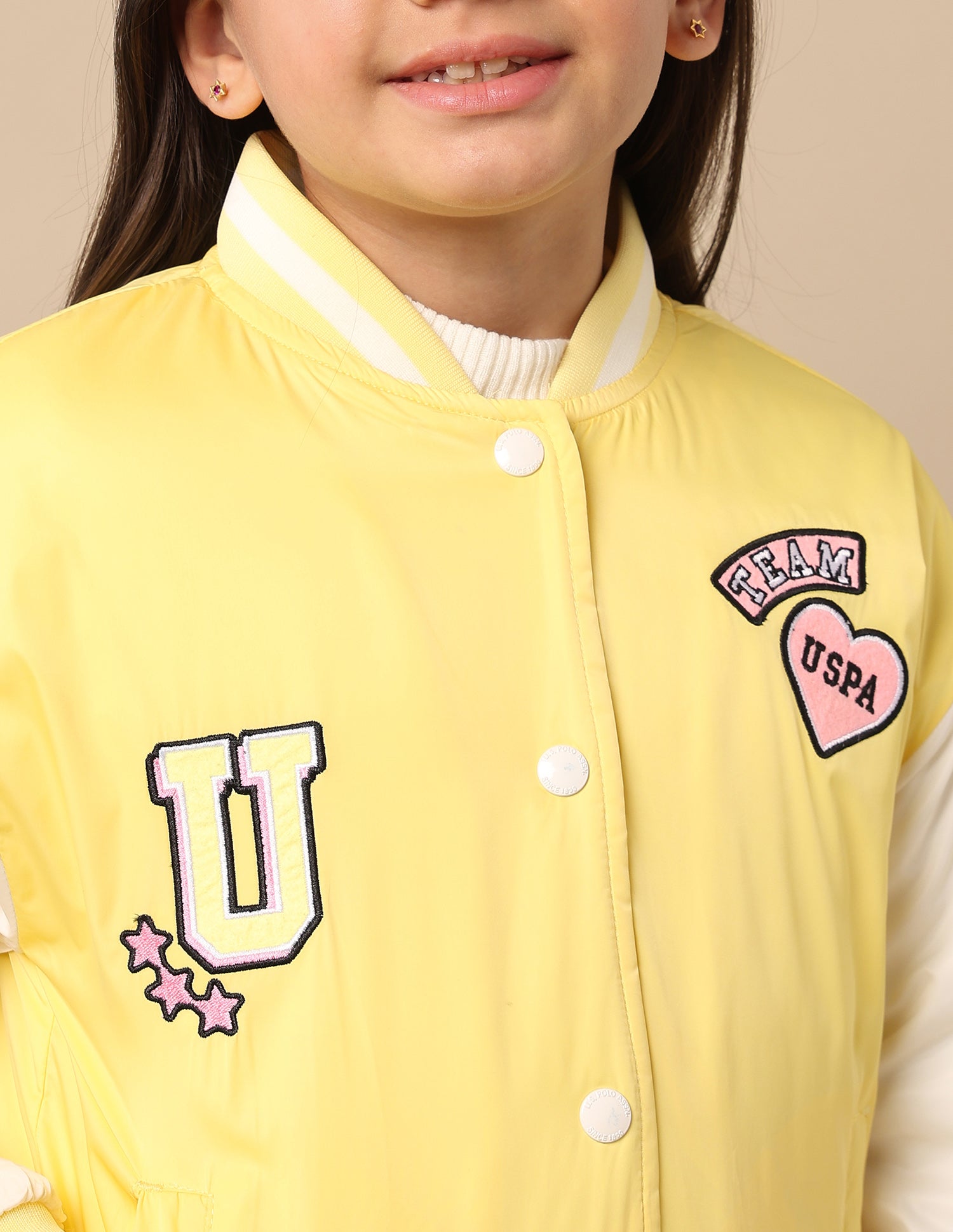 Girls Color Block Varsity Jacket Yellow - U.S. POLO ASSN. | Large