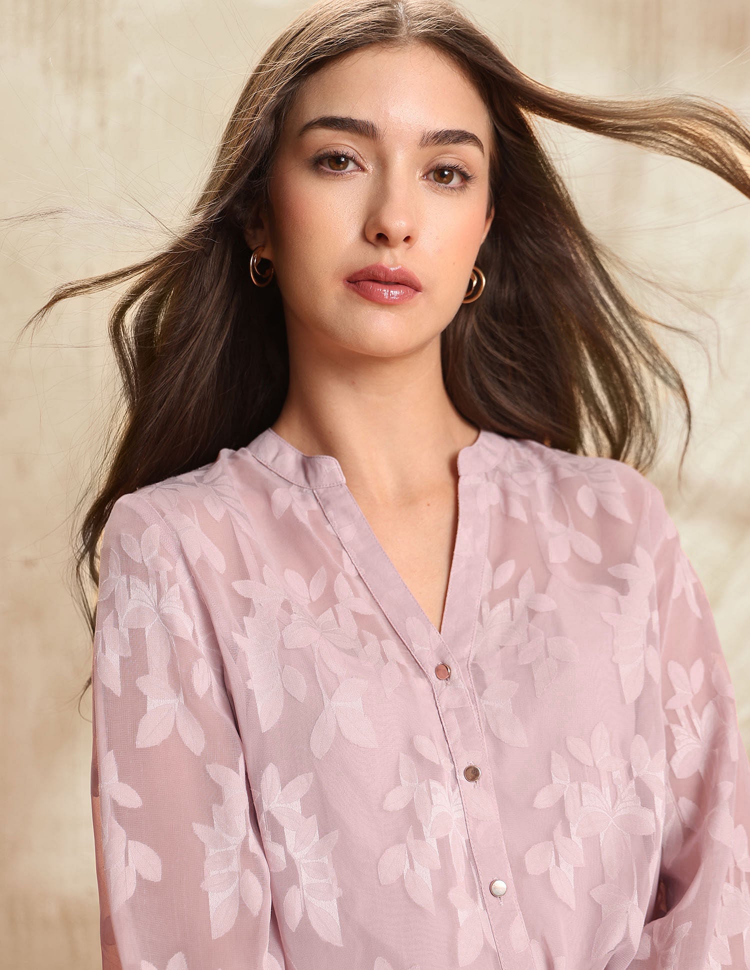 Semi-Sheer Floral Printed Shirt Pink - U.S. POLO ASSN. | Large