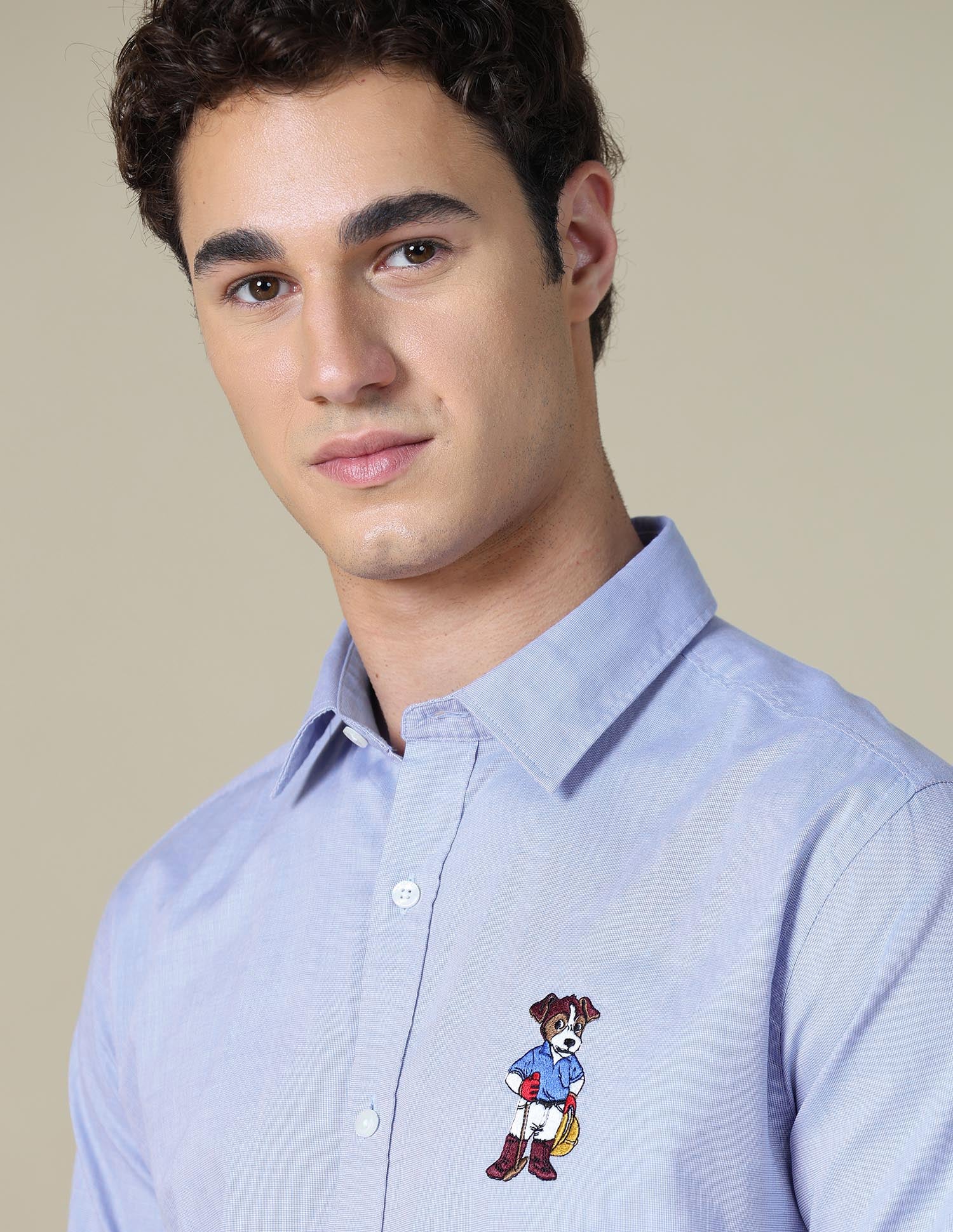 Textured Tailored Fit Shirt Light Blue - U.S. Polo Assn. India | Large