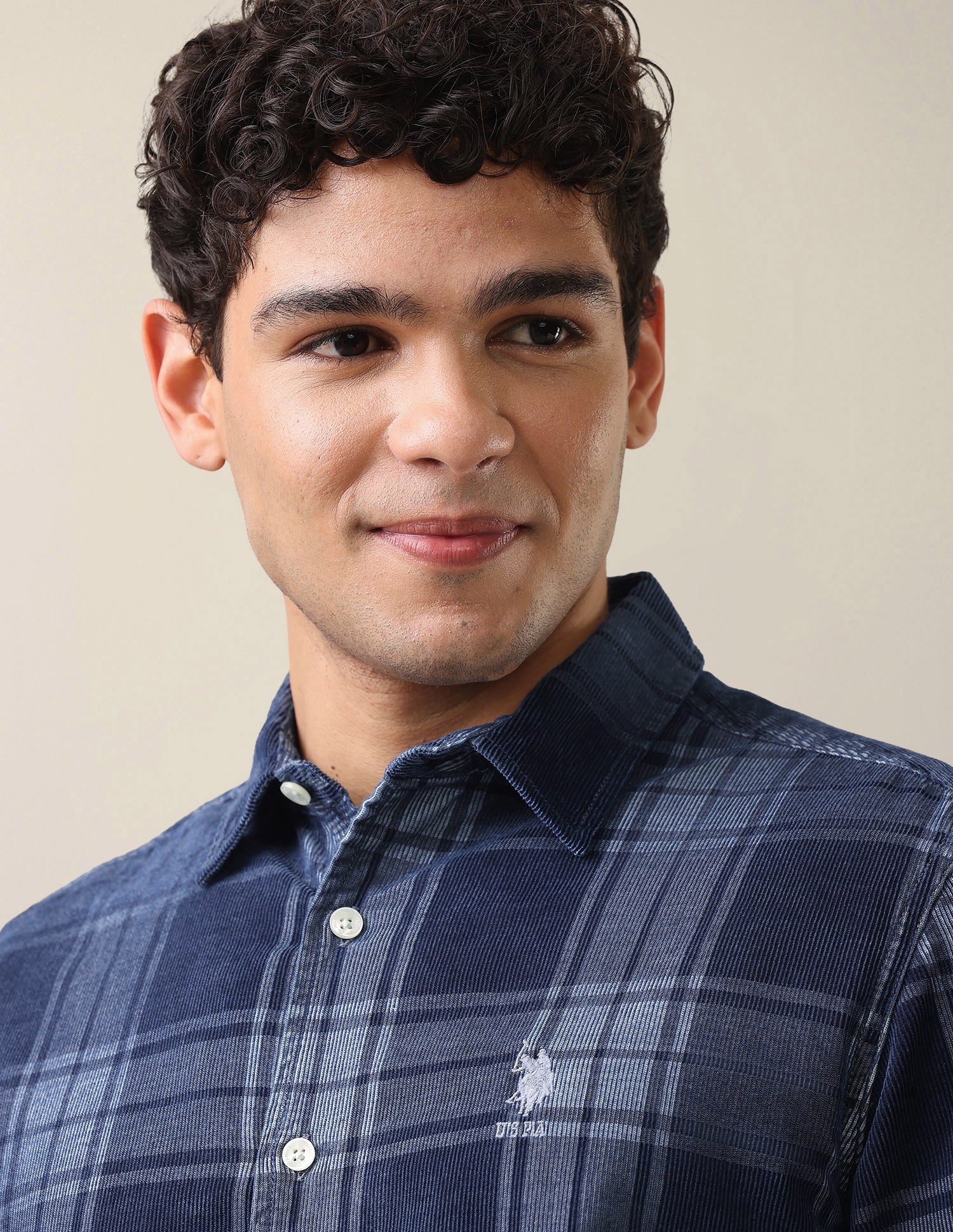 Plaid Checked Corduroy Shirt Dark Indigo - U.S. Polo Assn. India | Large