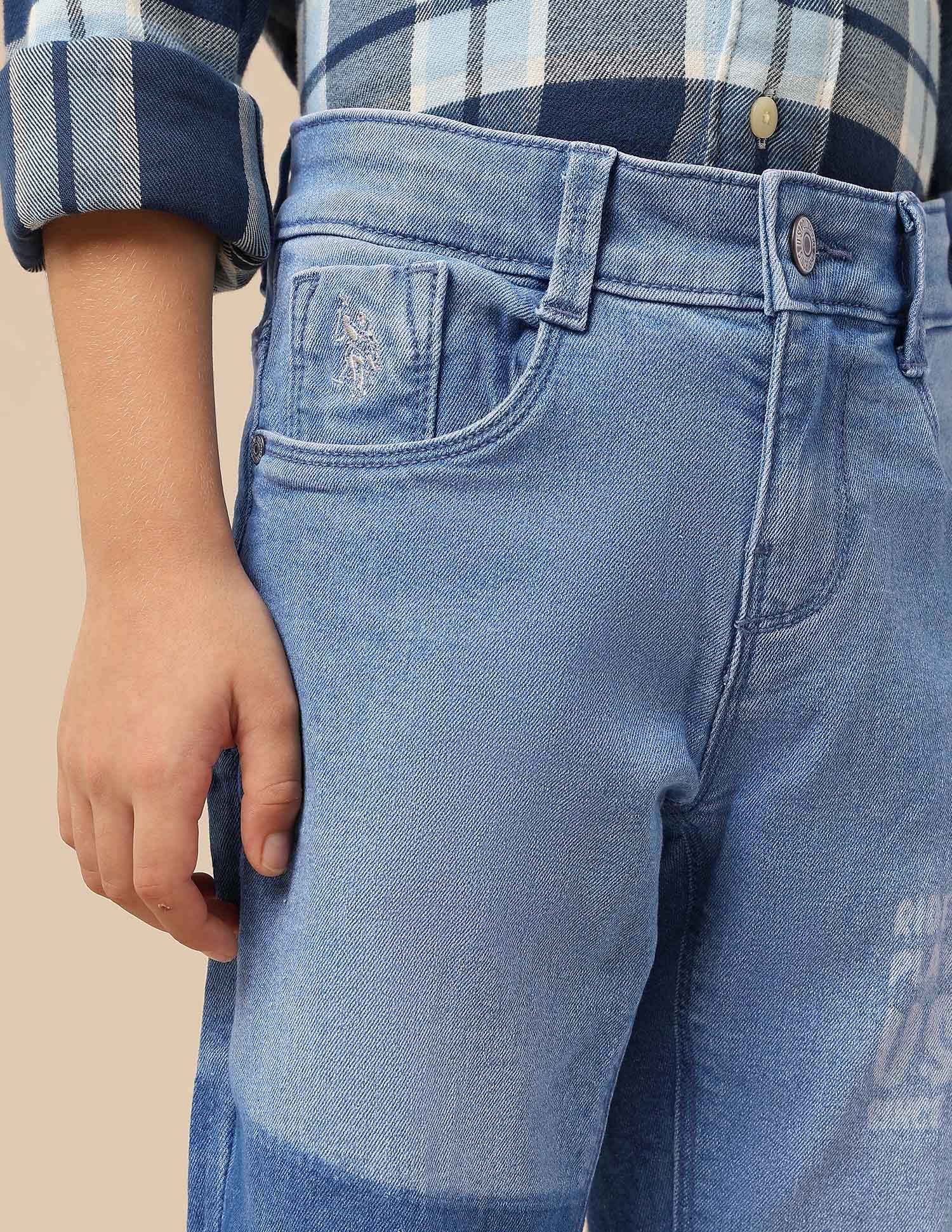 Boys Stone Washed Relaxed Fit Jeans Blue - U.S. POLO ASSN. | Large