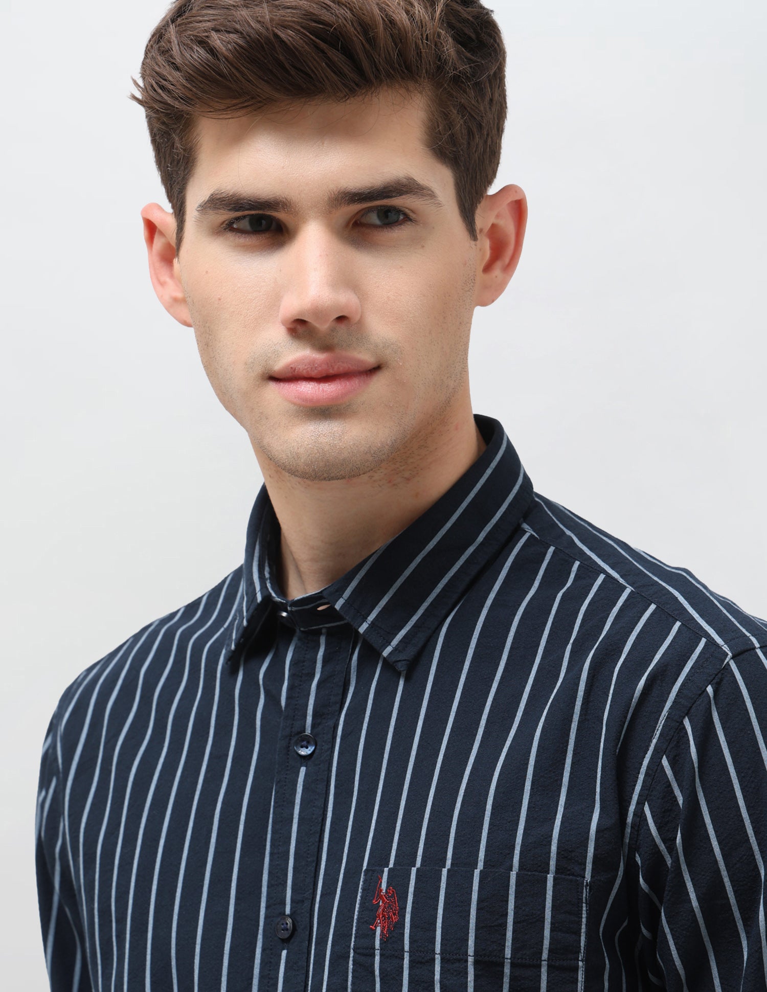 Seersucker Vertical Striped Shirt Navy - U.S. Polo Assn. India | Large