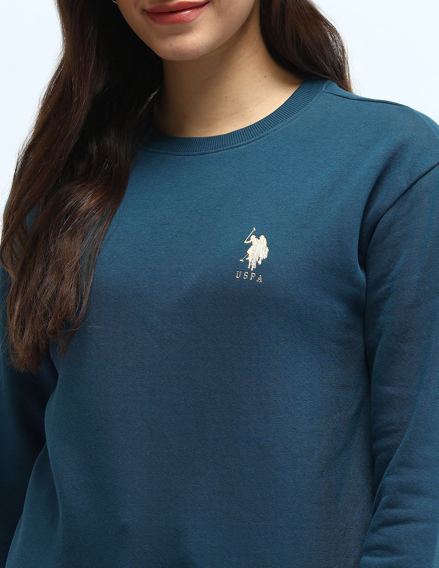 Hd Print Regular Fit Sweatshirt Teal - U.S. Polo Assn. India | Large