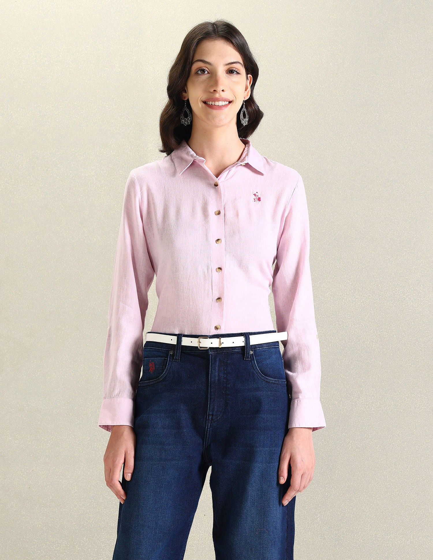 Spread Collar Linen Top Lavender - U.S. Polo Assn. India | Large