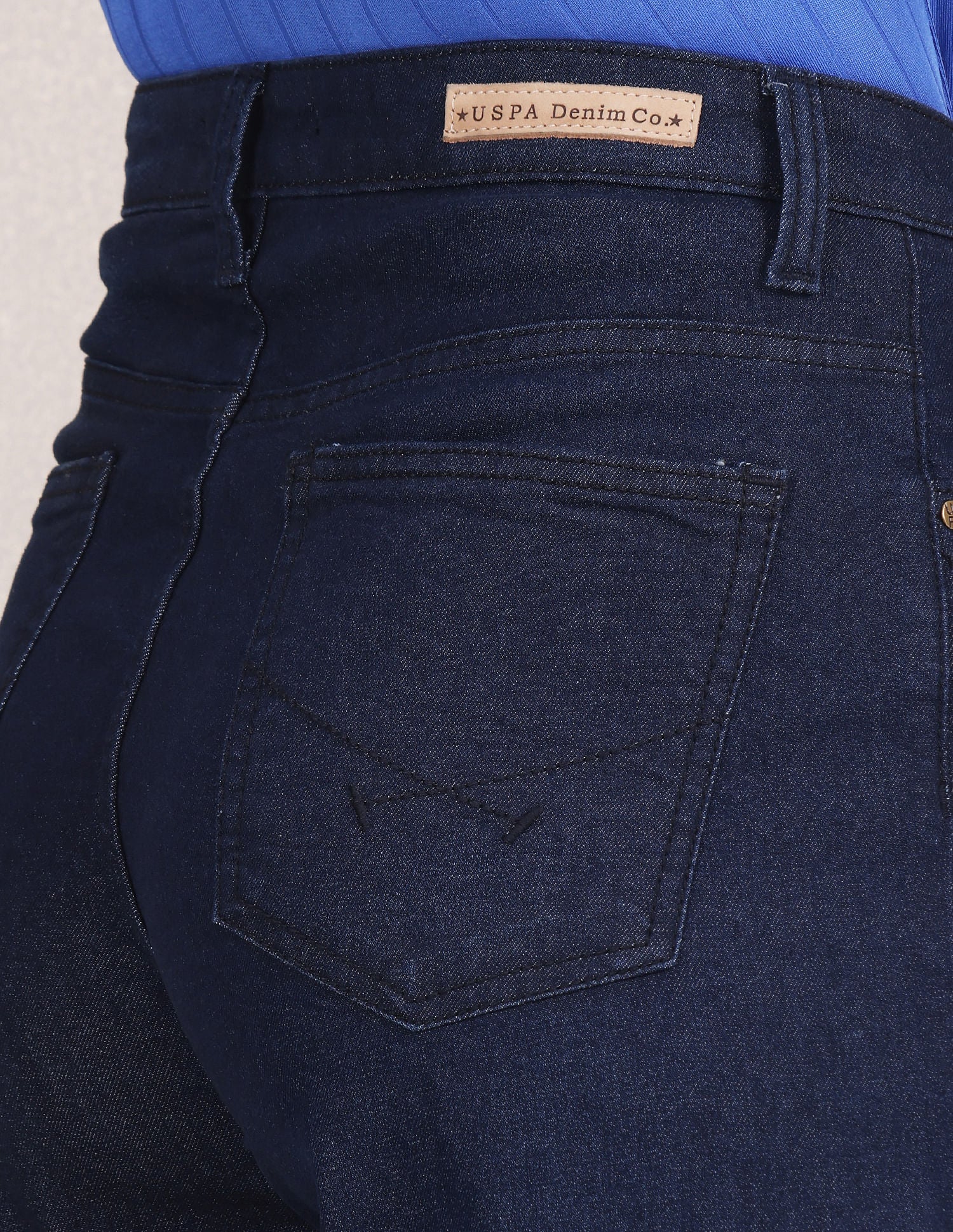 High Rise Rinsed Wide Leg Jeans Blue - U.S. POLO ASSN. | Large