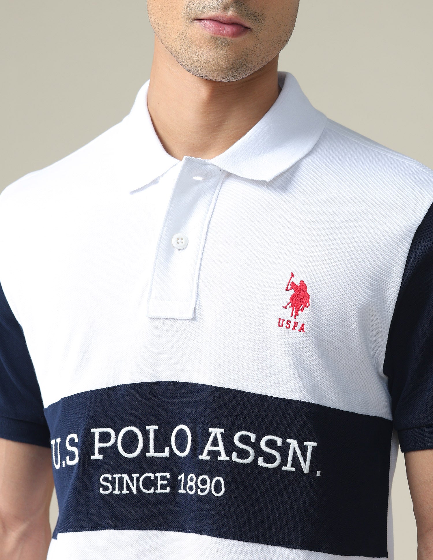 Embroidered Rugby Polo Shirt White - U.S. POLO ASSN. | Large