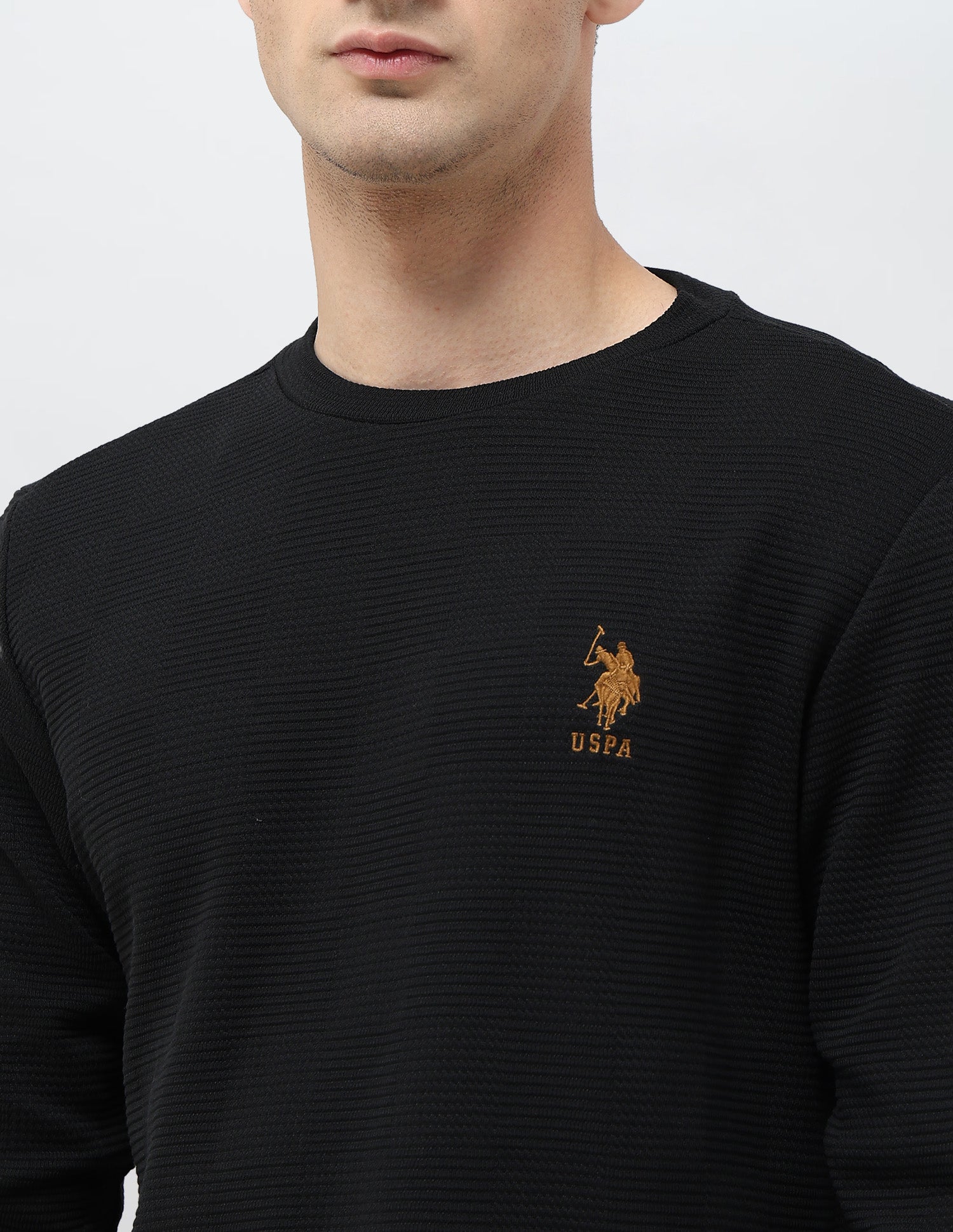 Textured Regular Fit Sweatshirt Black - U.S. POLO ASSN. | Large