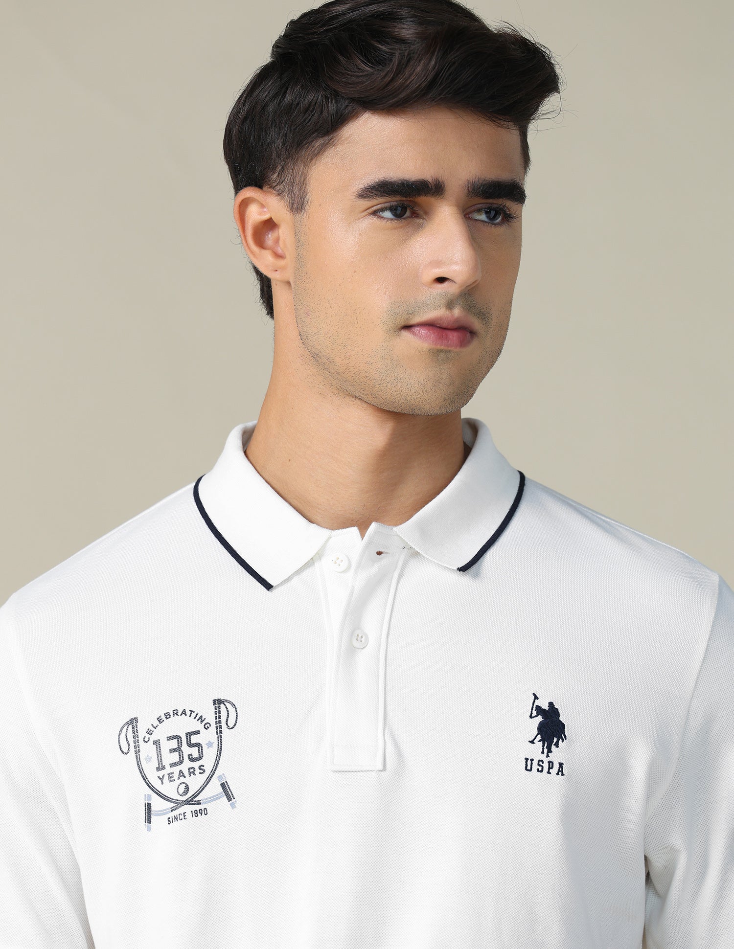 Graphic Printed Regular Fit Polo Shirt Ivory - U.S. POLO ASSN. | Large