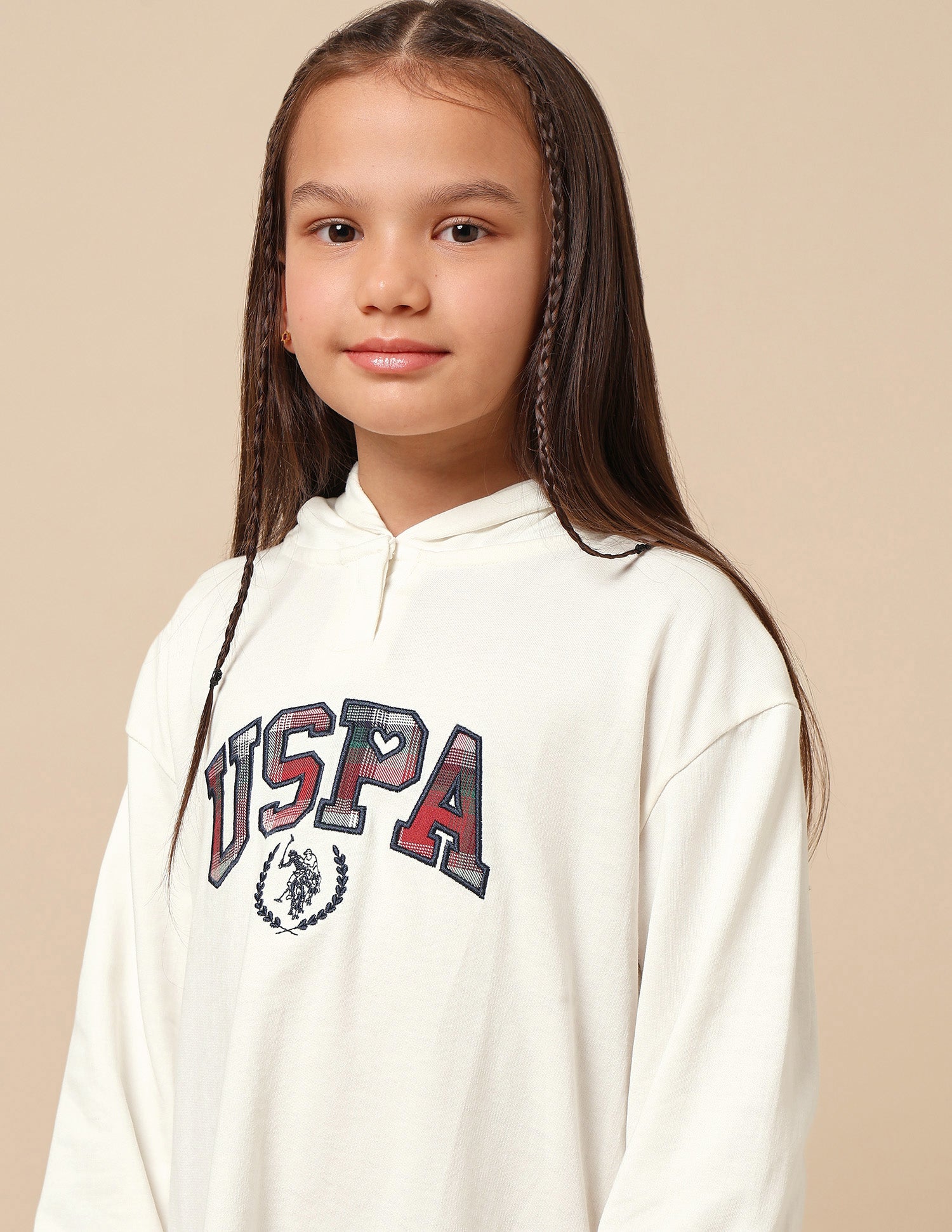 Girls Checked Sweat Dress Off White - U.S. POLO ASSN. | Large