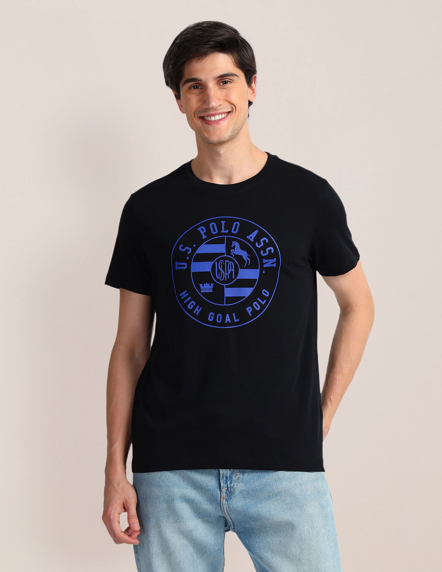 Brand Print Slim Fit T-Shirt Black - U.S. Polo Assn. India | Large