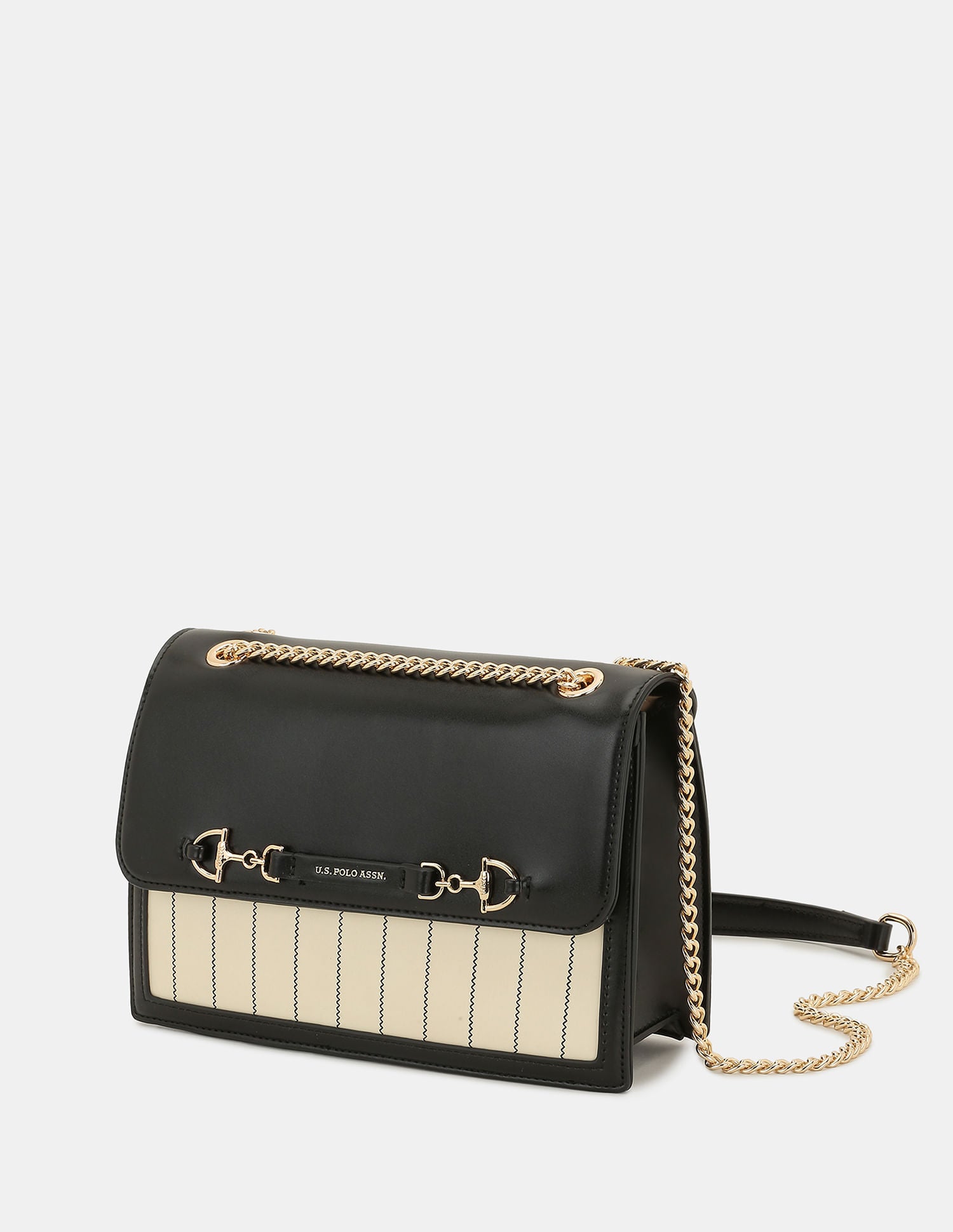 Women Babette Vertical Striped Cross Body Bag Black - U.S. POLO ASSN. | Large