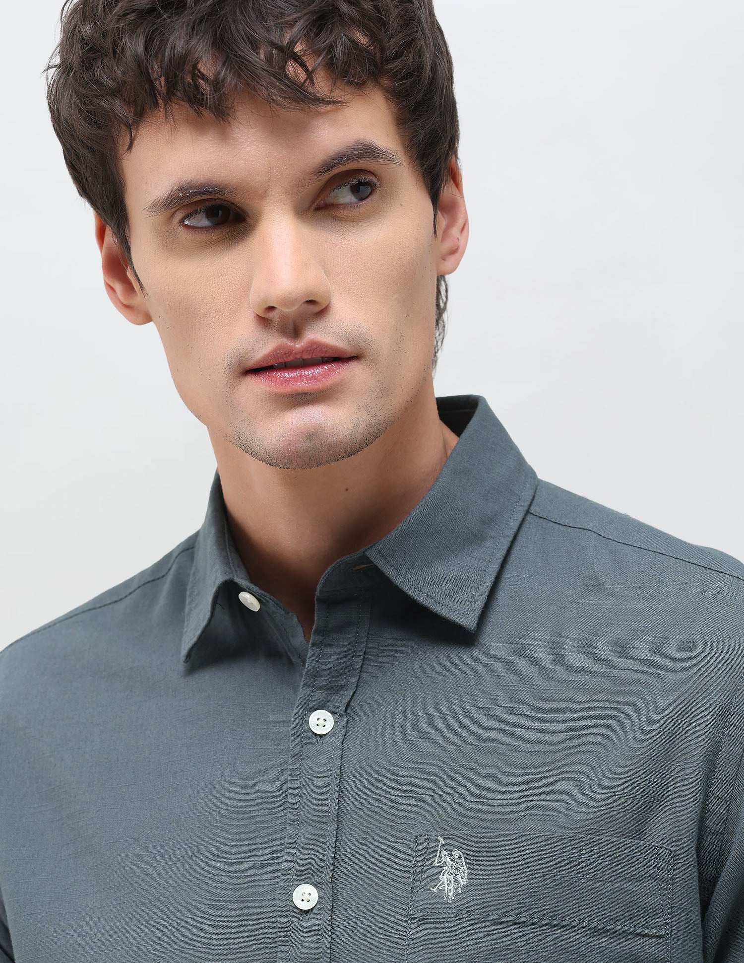 Solid Regular Fit Shirt Charcoal - U.S. Polo Assn. India | Large