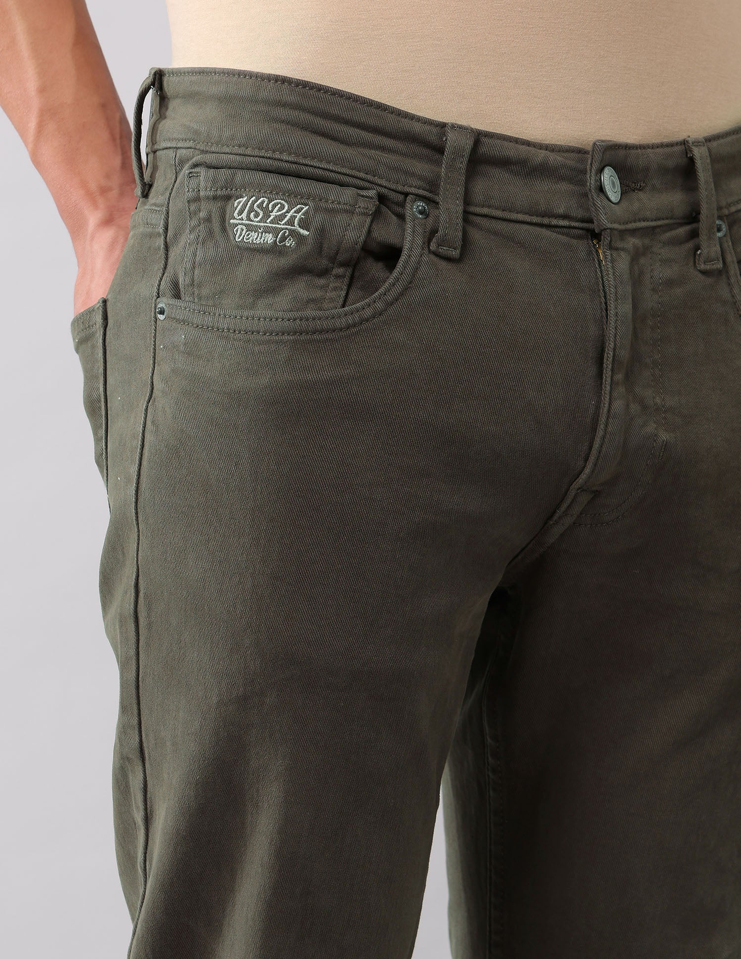 Brandon Slim Tapered Fit Green Jeans Olive - U.S. POLO ASSN. | Large