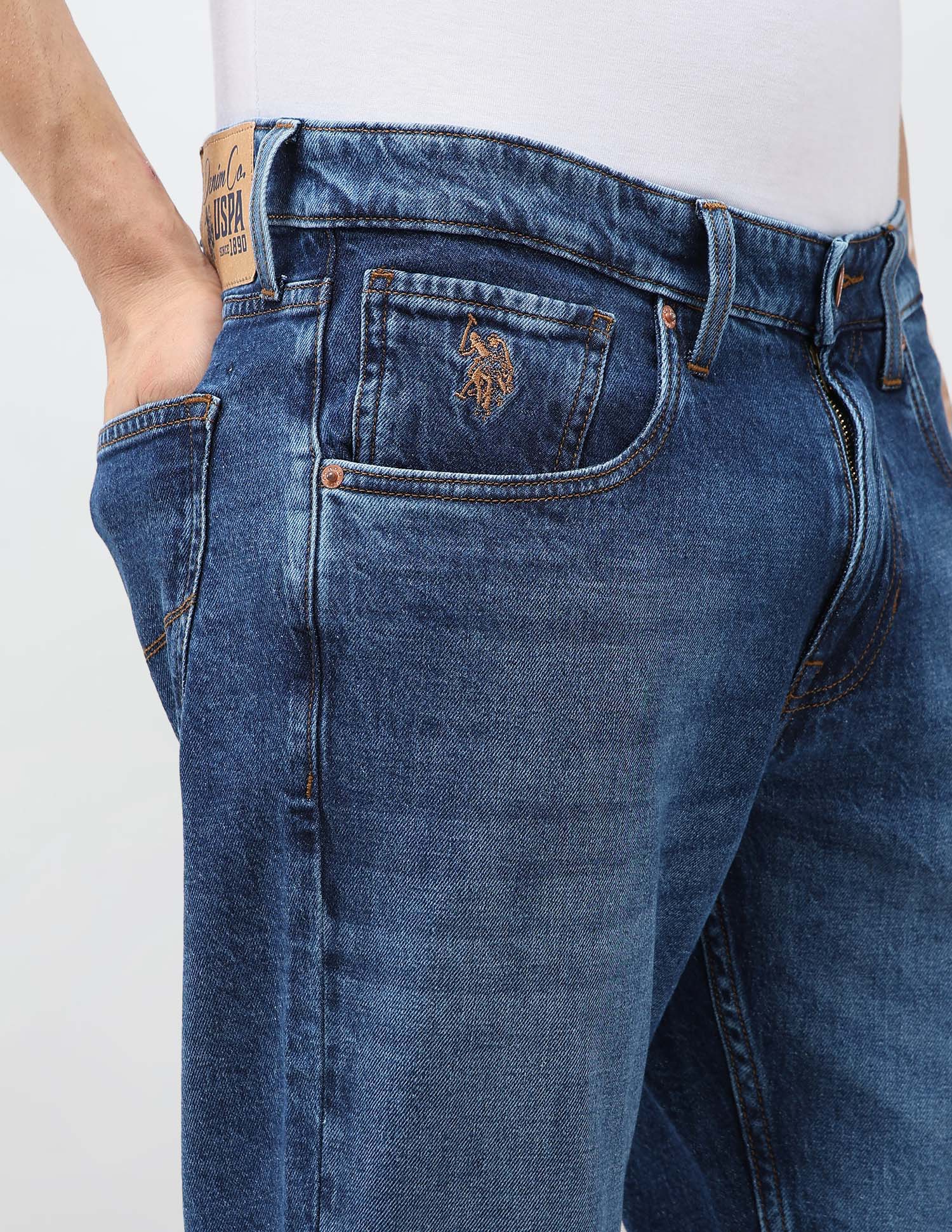 Brandon Slim Tapered Fit Whiskered Jeans Indigo - U.S. POLO ASSN. | Large