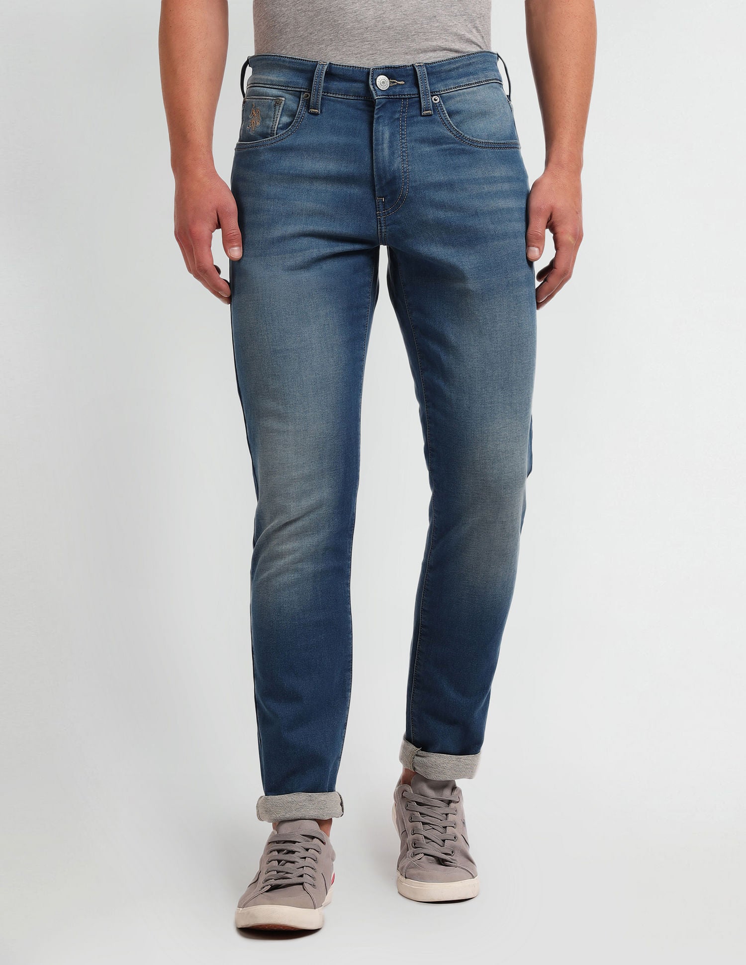 Brandon Slim Tapered Fit Blue Jeans Blue - U.S. Polo Assn. India | Large