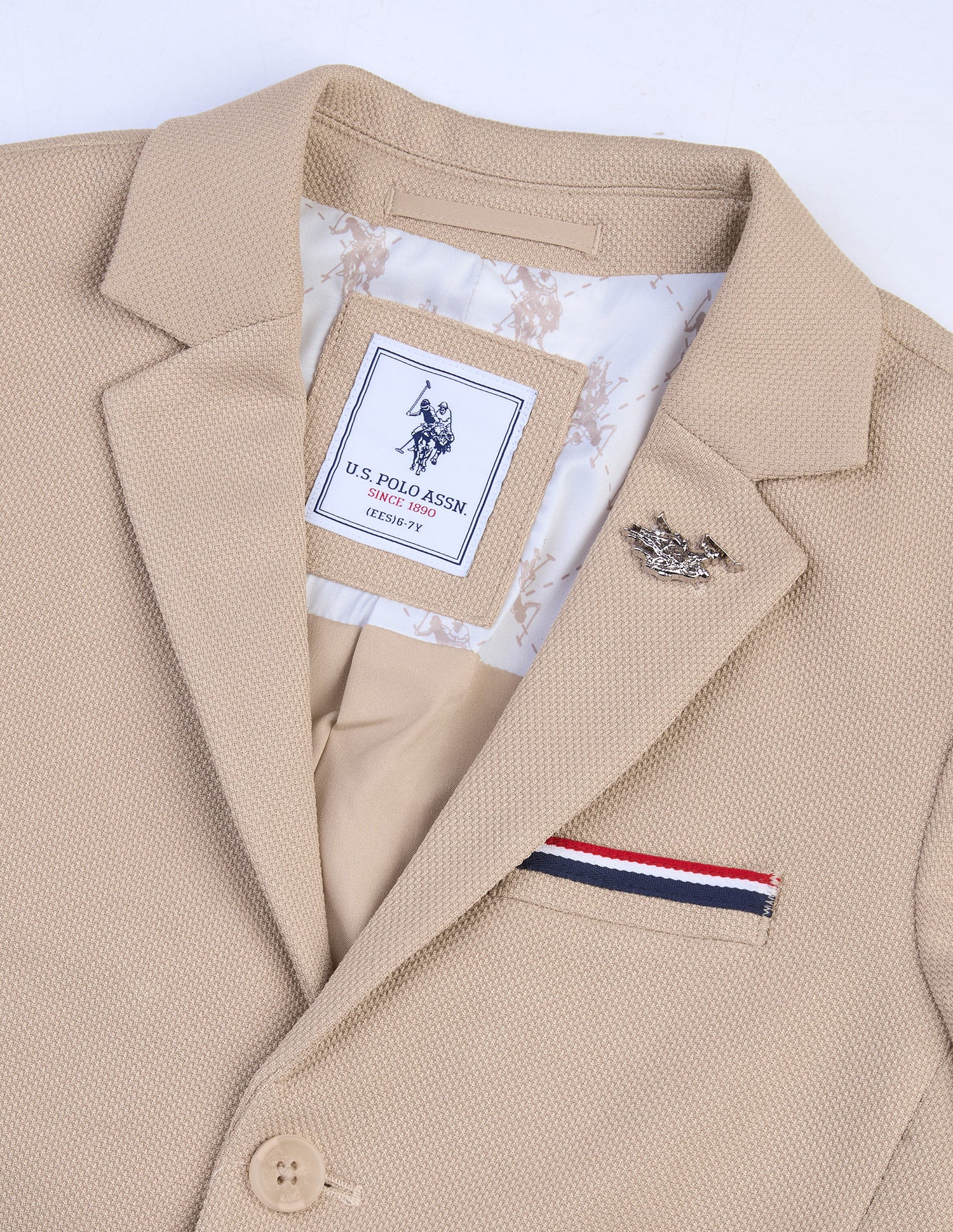 Solid Regular Fit Blazer Beige - U.S. Polo Assn. India | Large