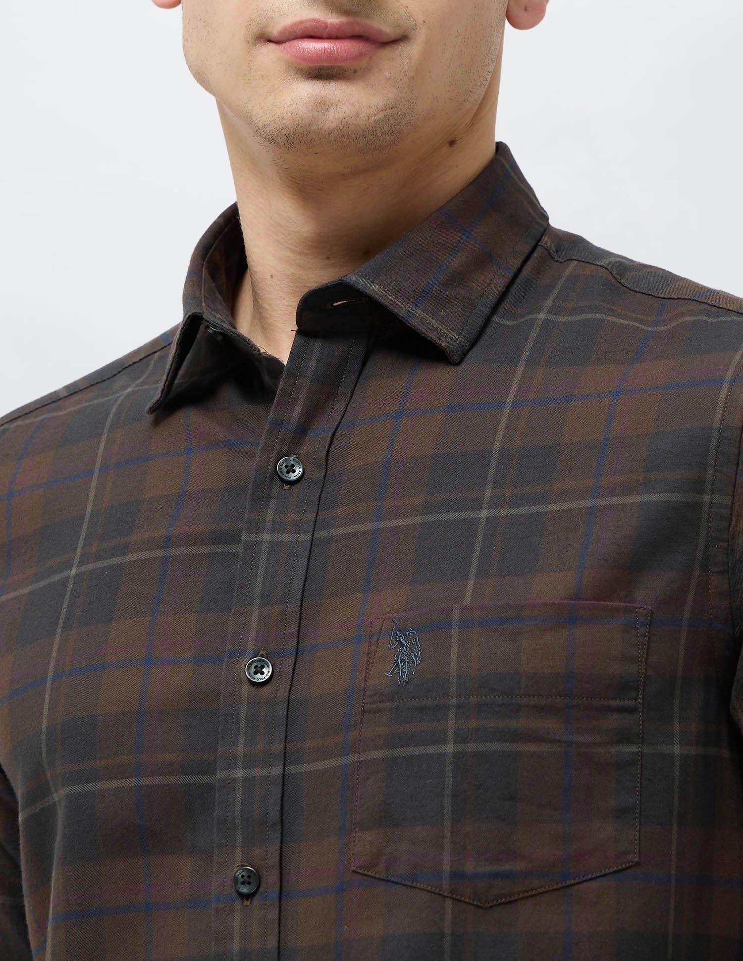 Twill Tailored Fit Shirt Choco - U.S. POLO ASSN. | Large