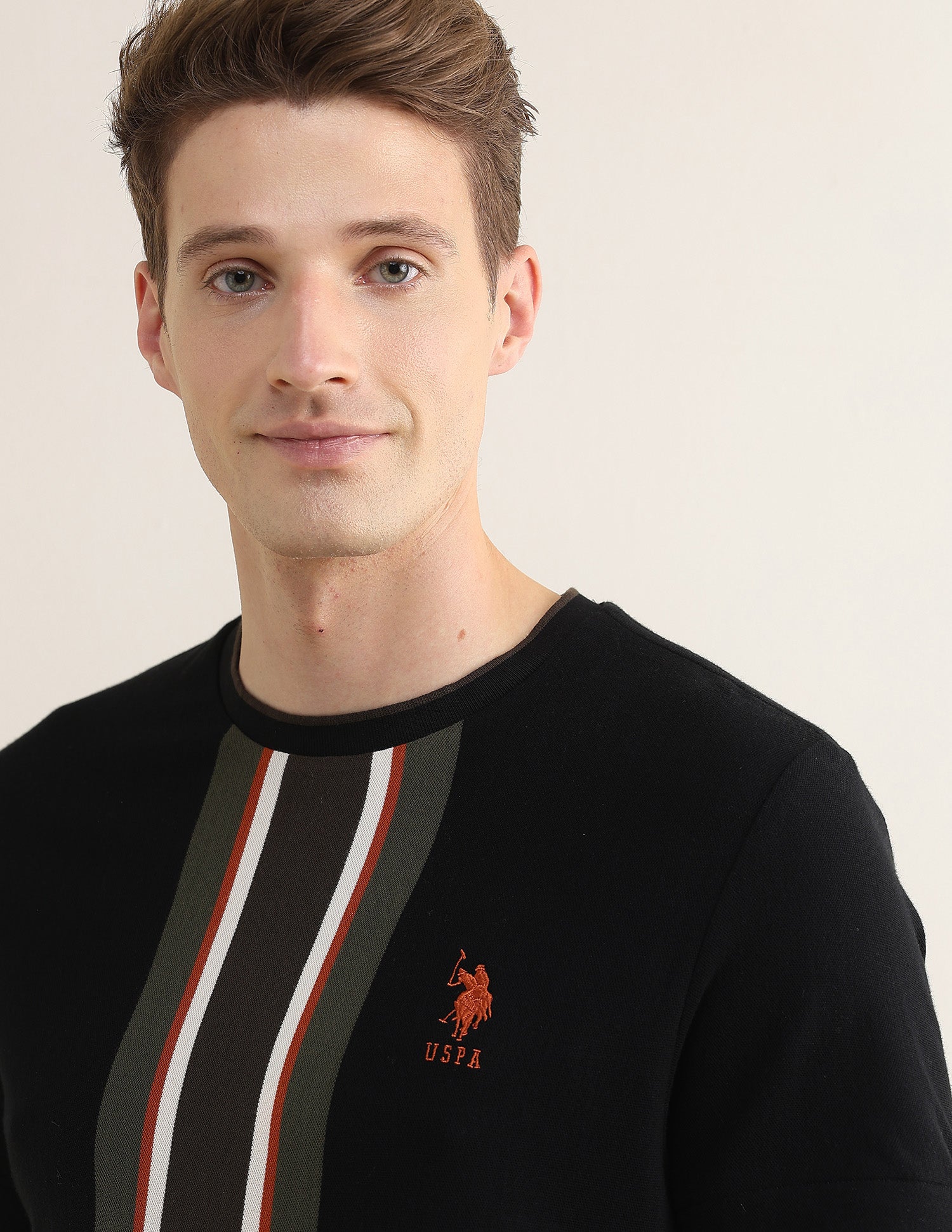 Vertical Striped Slim Fit T-Shirt Black - U.S. Polo Assn. India | Large