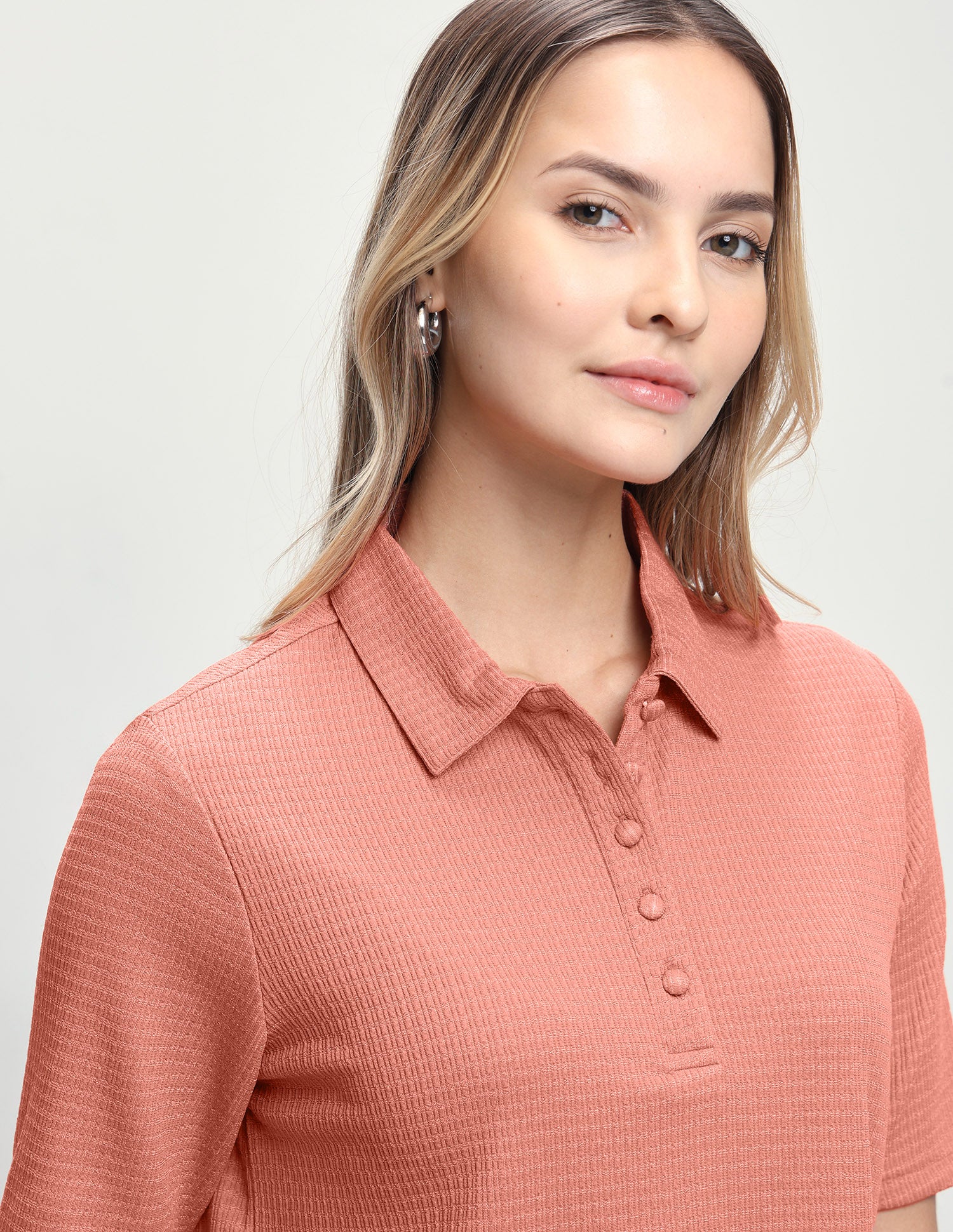 Textured Relaxed Fit Polo Shirt Peach - U.S. Polo Assn. India | Large