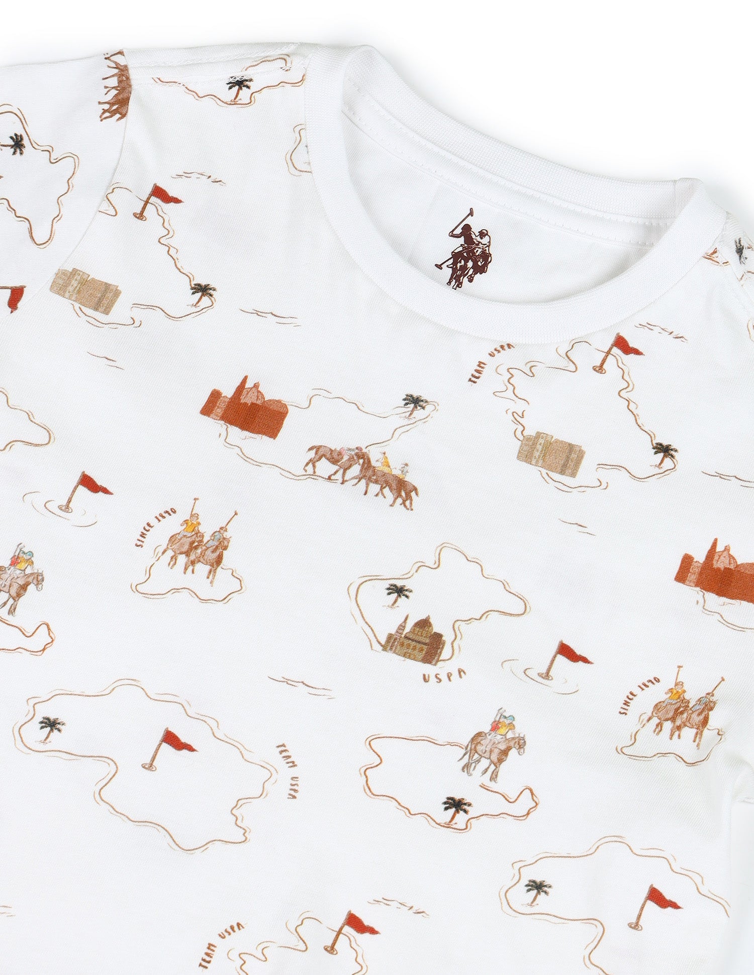 Boys All Over Printed Regular Fit T-Shirt White - U.S. POLO ASSN. | Large