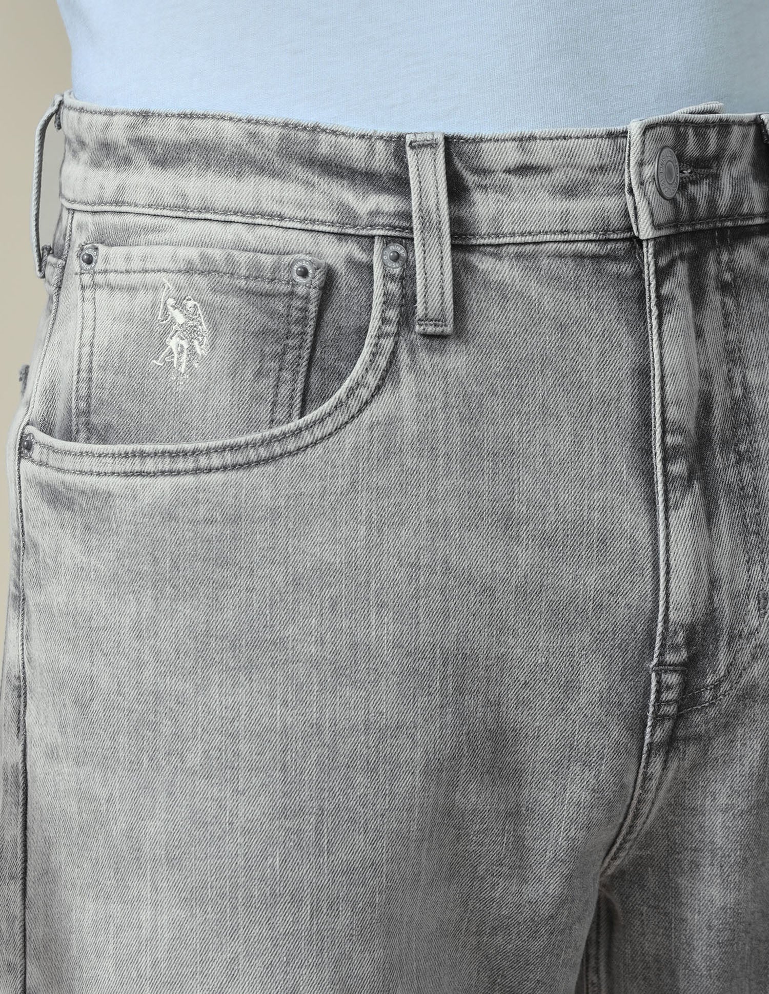 Logan Loose Straight Fit Grey Jeans Light Grey - U.S. Polo Assn. India | Large