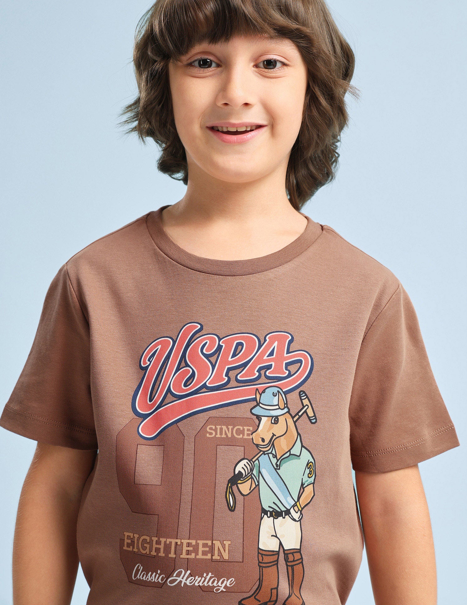 Graphic Brand Printed Regular Fit T-Shirt Light Brown - U.S. Polo Assn. India | Large
