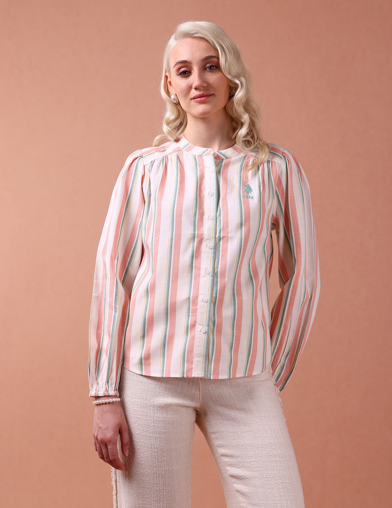 Vertical Stripe Loose Fit Top White - U.S. POLO ASSN. | Large