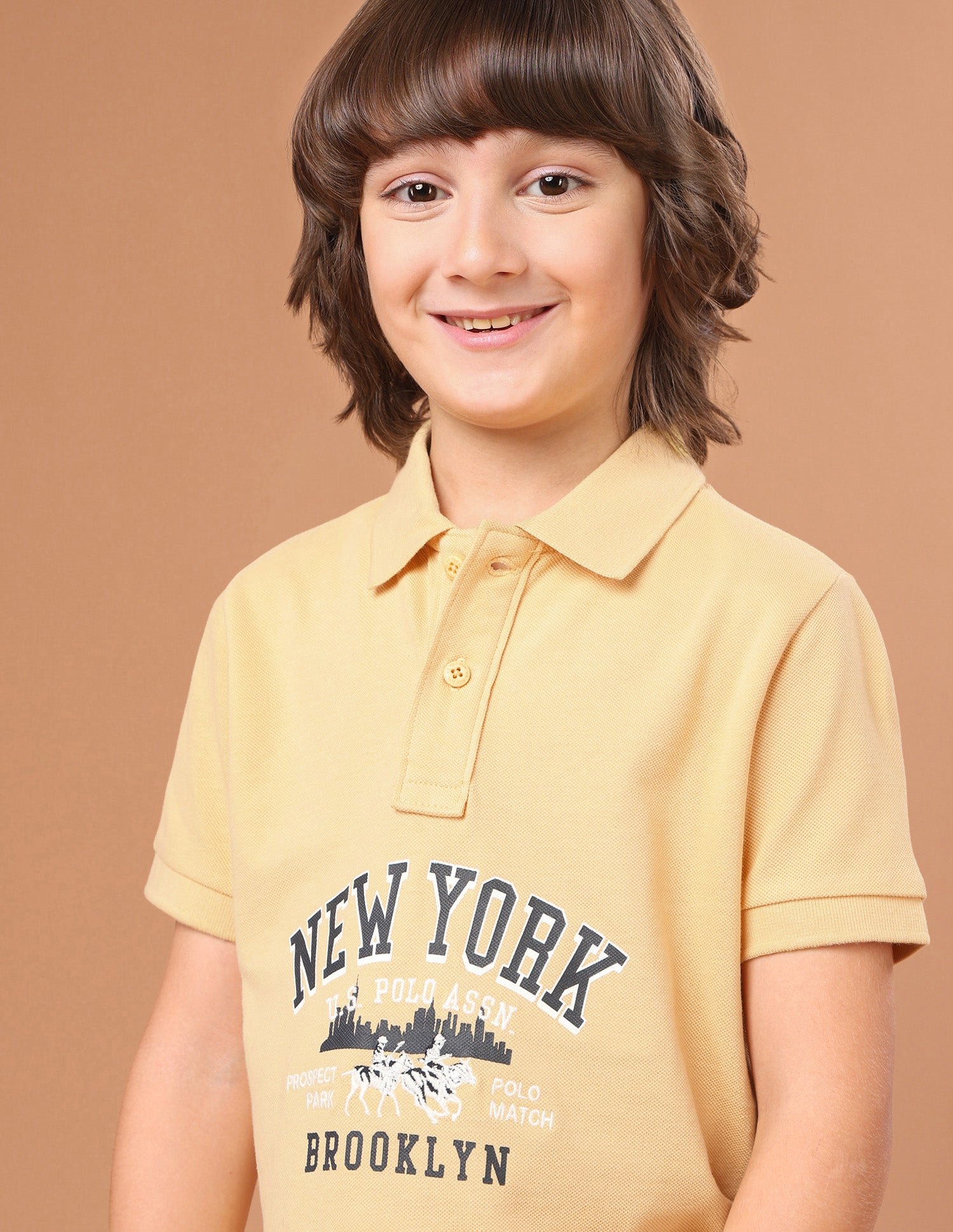 Brand Typographic Regular Fit Polo Shirt Mustard - U.S. Polo Assn. India | Large
