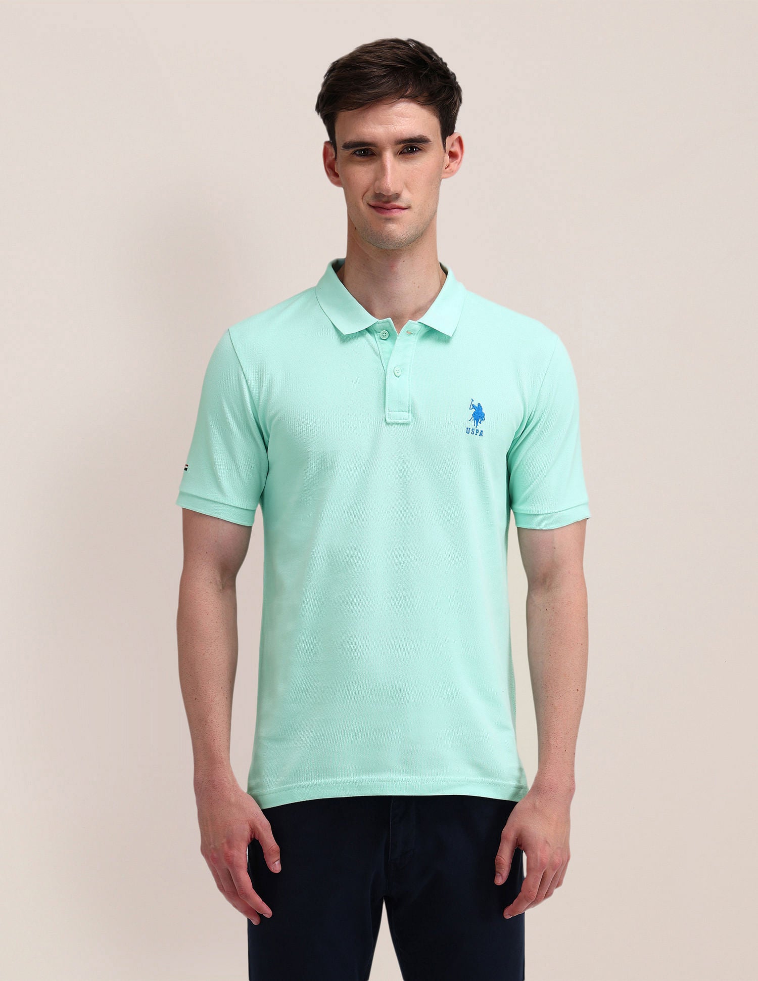 Solid Slim Fit Polo Shirt Aqua - U.S. POLO ASSN. | Large