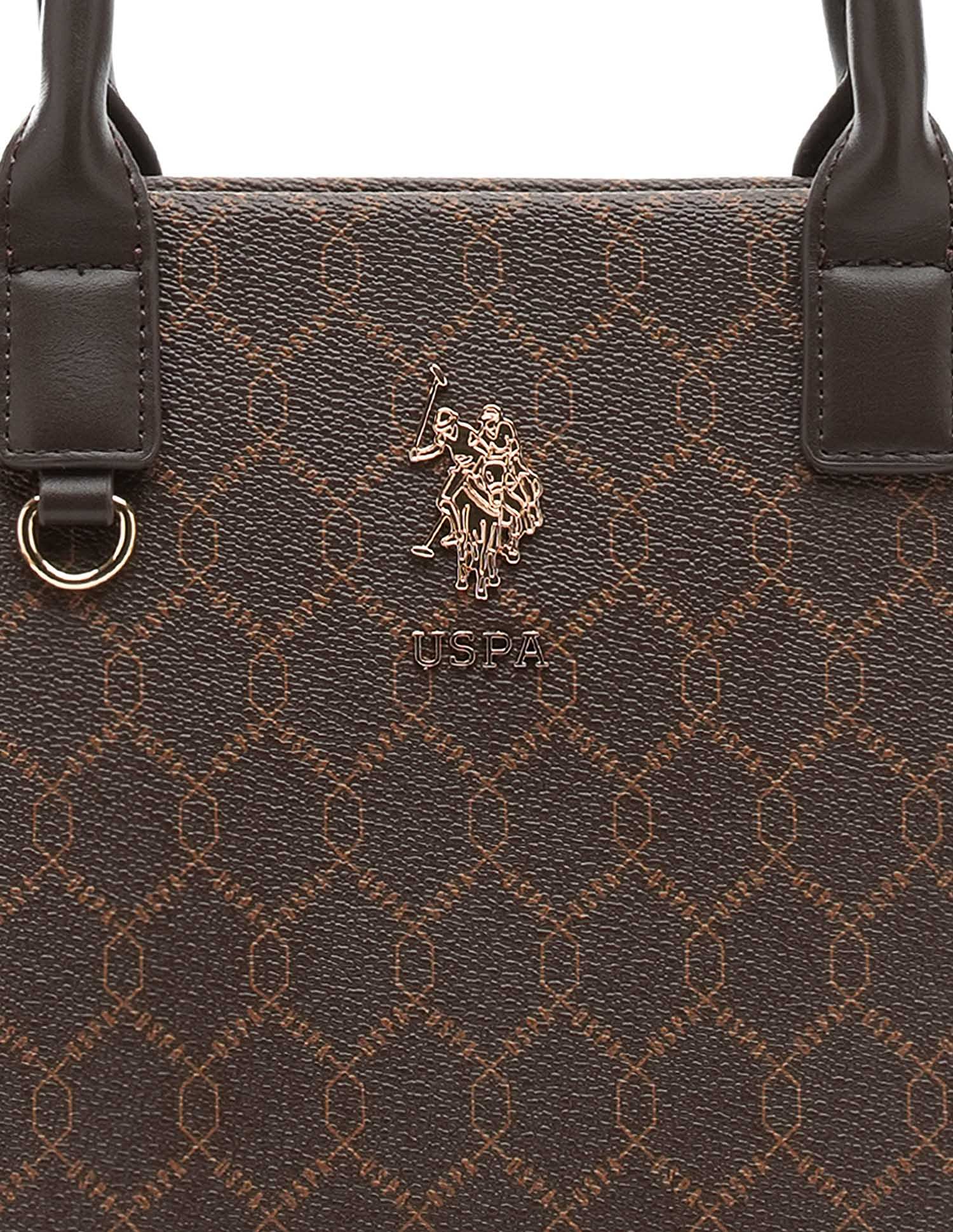 Scarlet Monogram Tote Handbag Brown - U.S. POLO ASSN. | Large