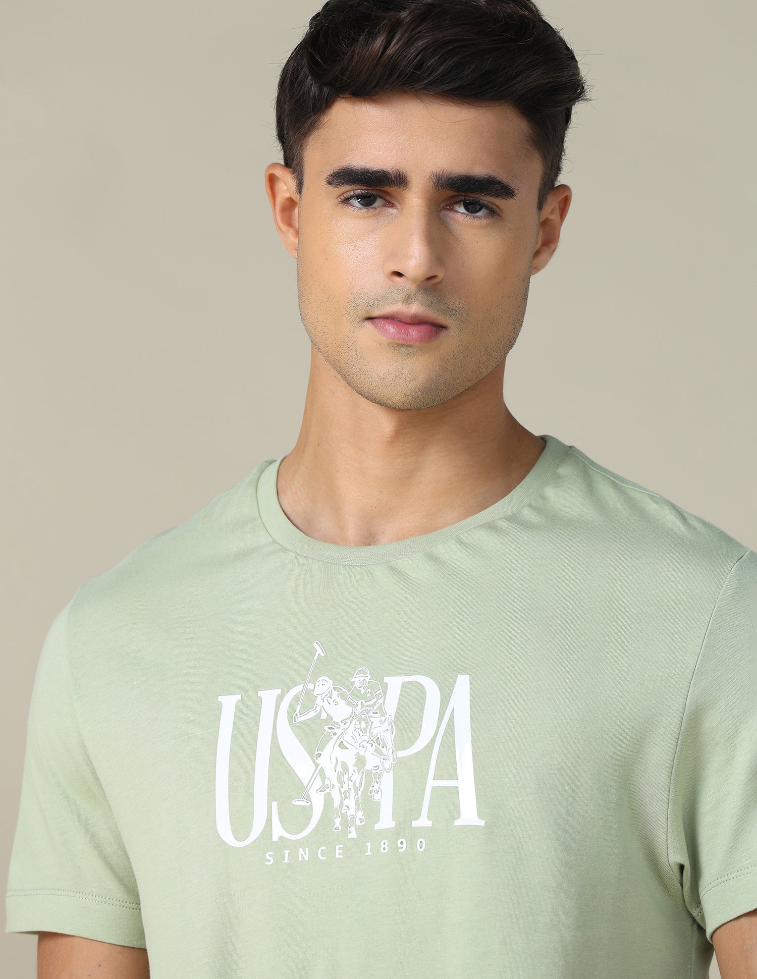 Brand Printed Regular Fit T-shirt Light Olive - U.S. POLO ASSN. | Large